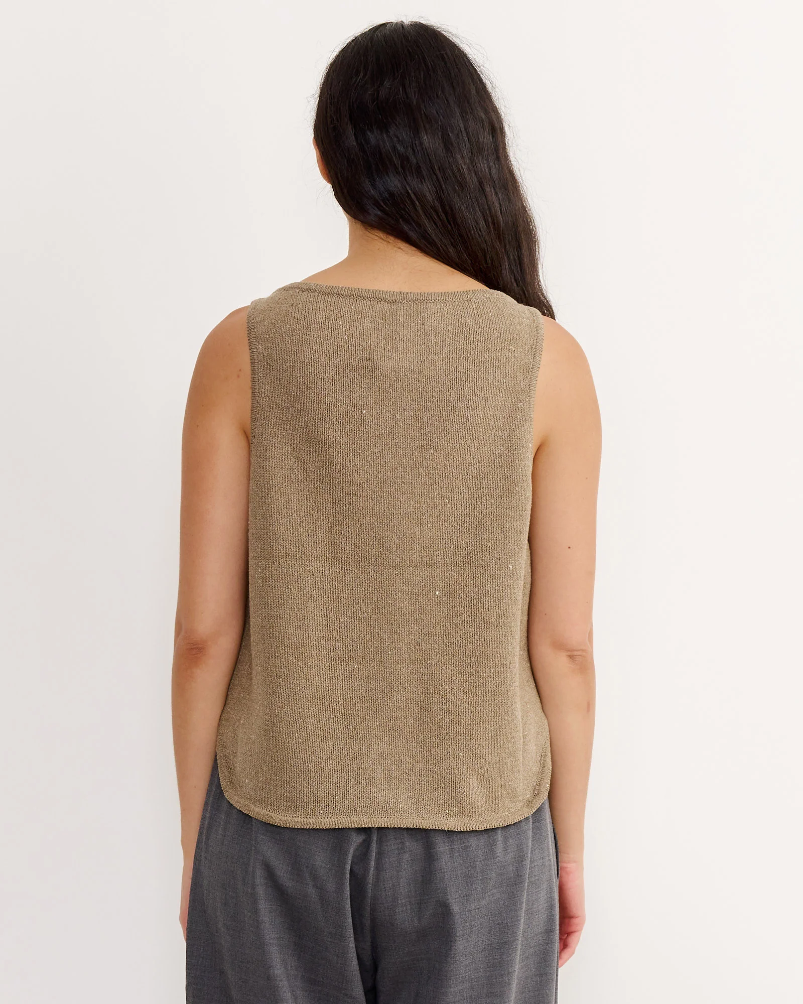 Boat Neck Waistcoat in Taupe - Image 3