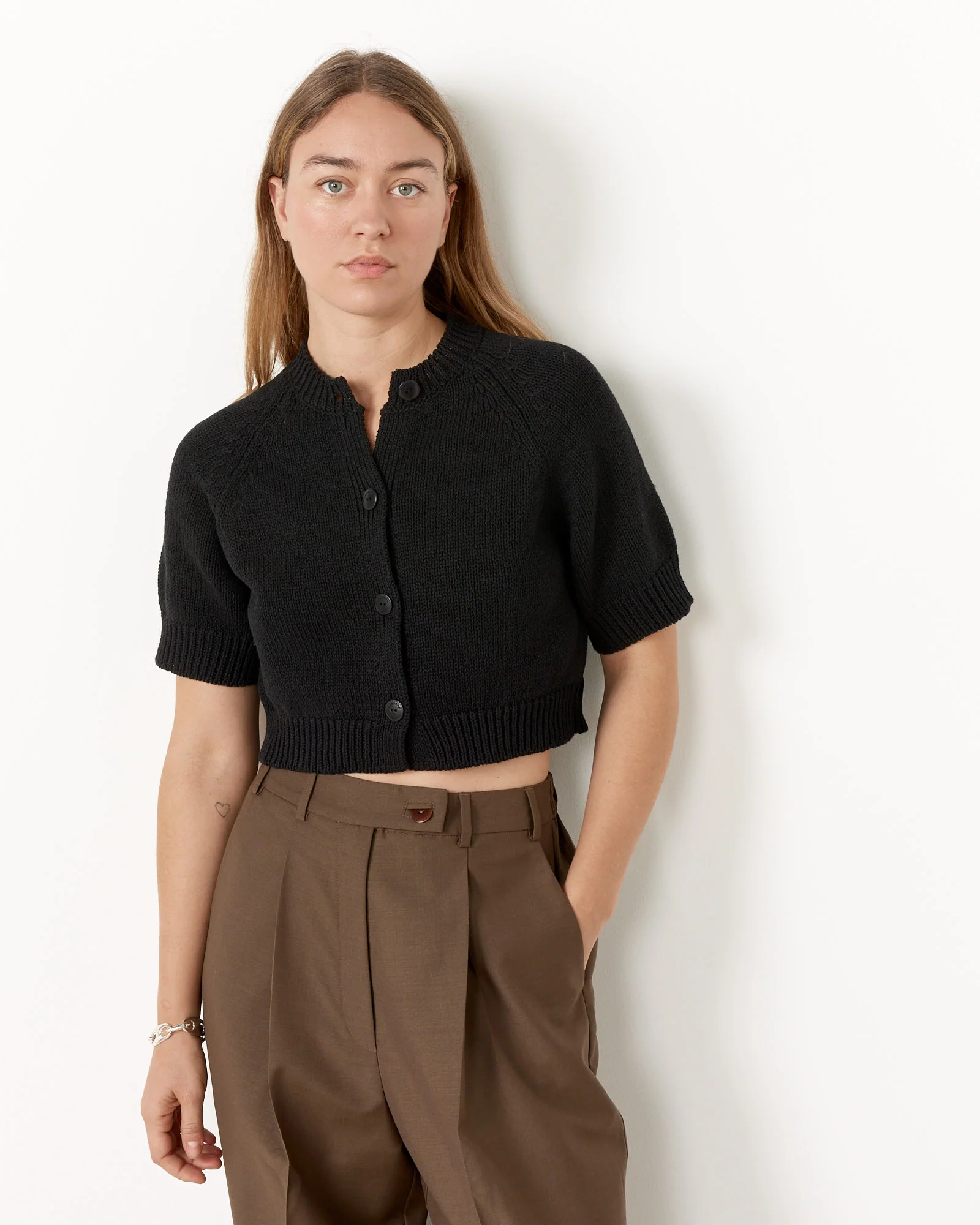 Buttoned Top in Black - Image 3