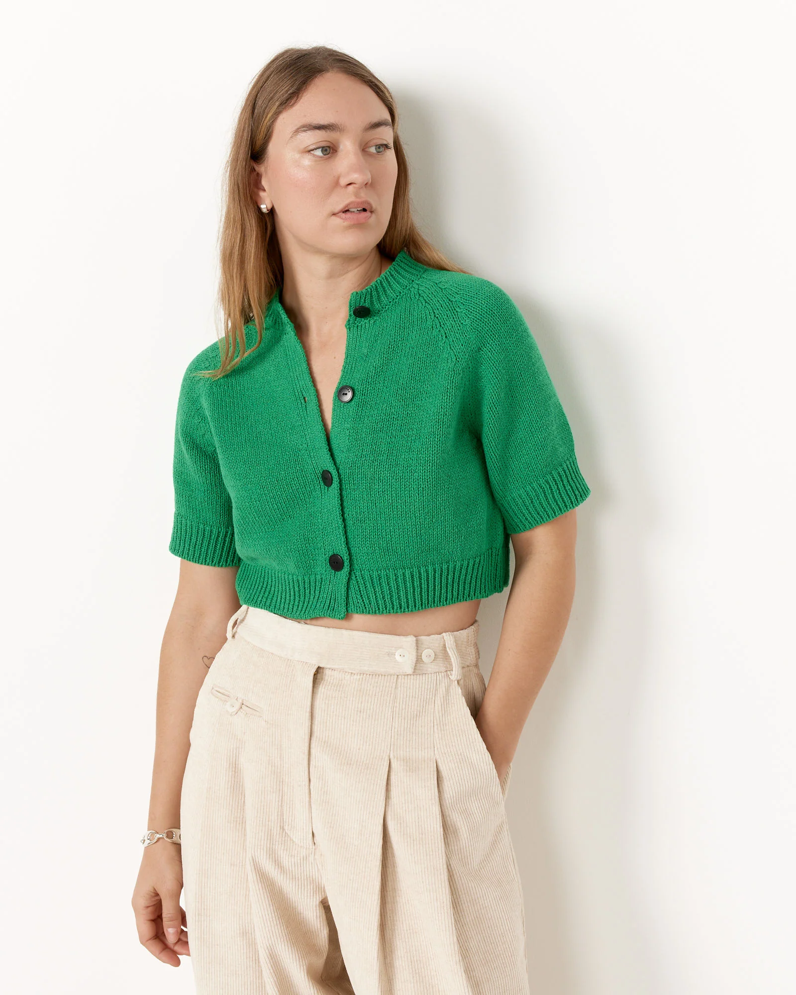 Buttoned Top in Green - Image 3