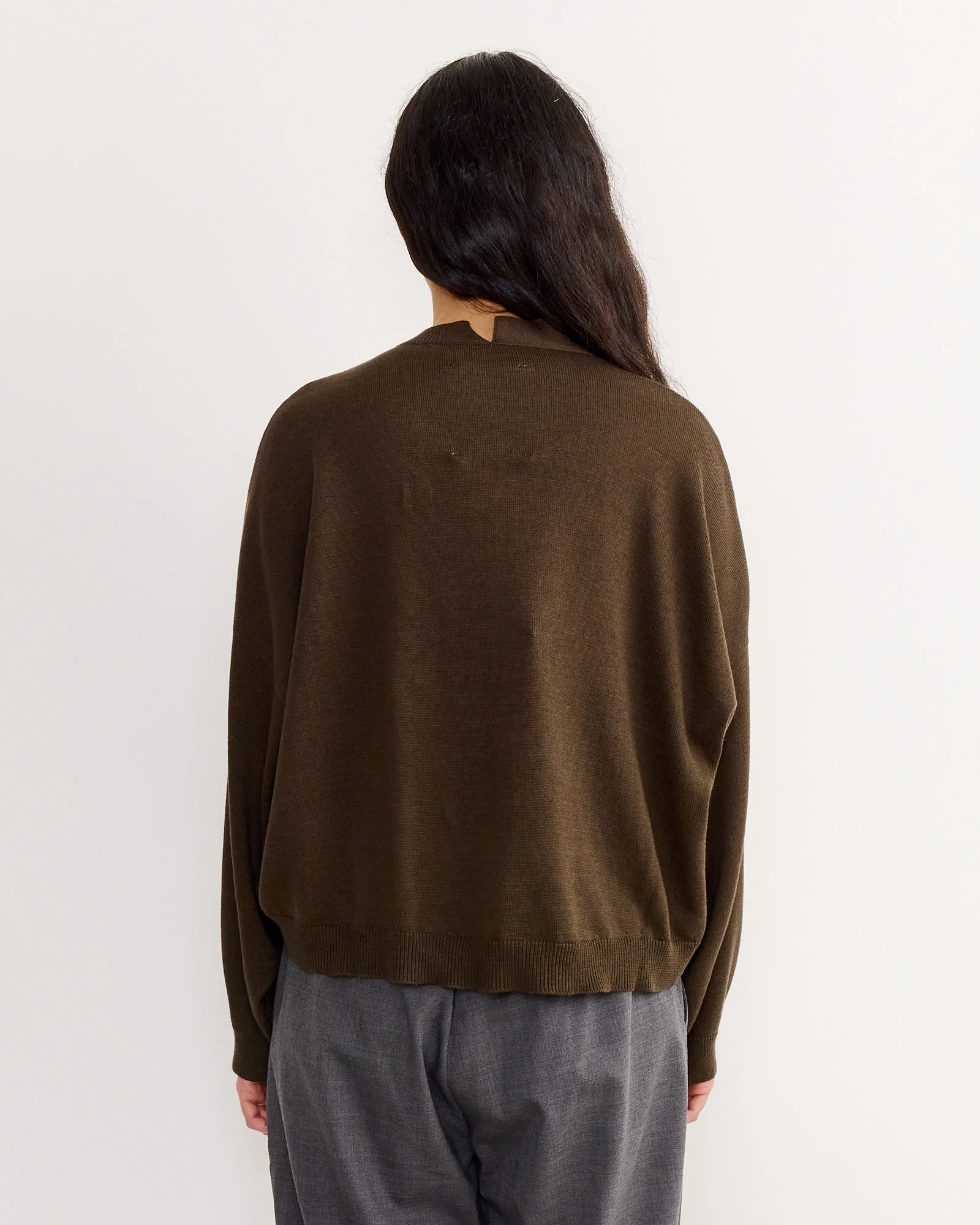 Cotton & Cashmere Cardigan in Dark Moss - Image 3