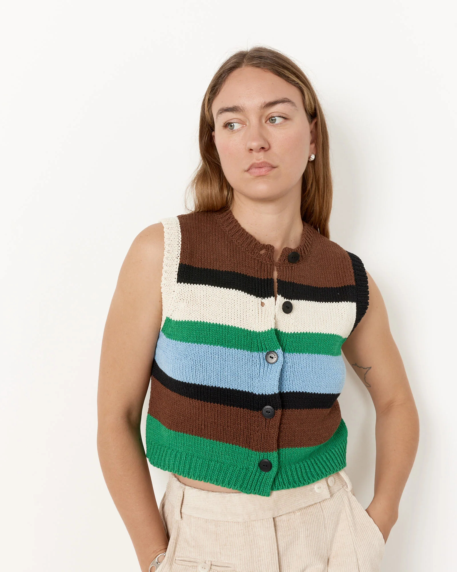 Cotton Striped Waistcoat - Image 5