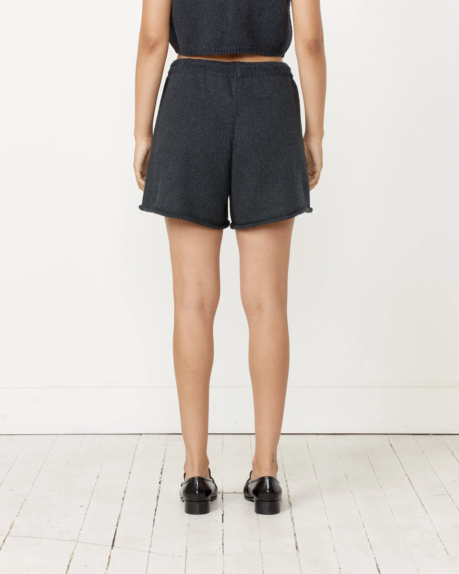 Heather Cotton Shorts in Charcoal - Image 5