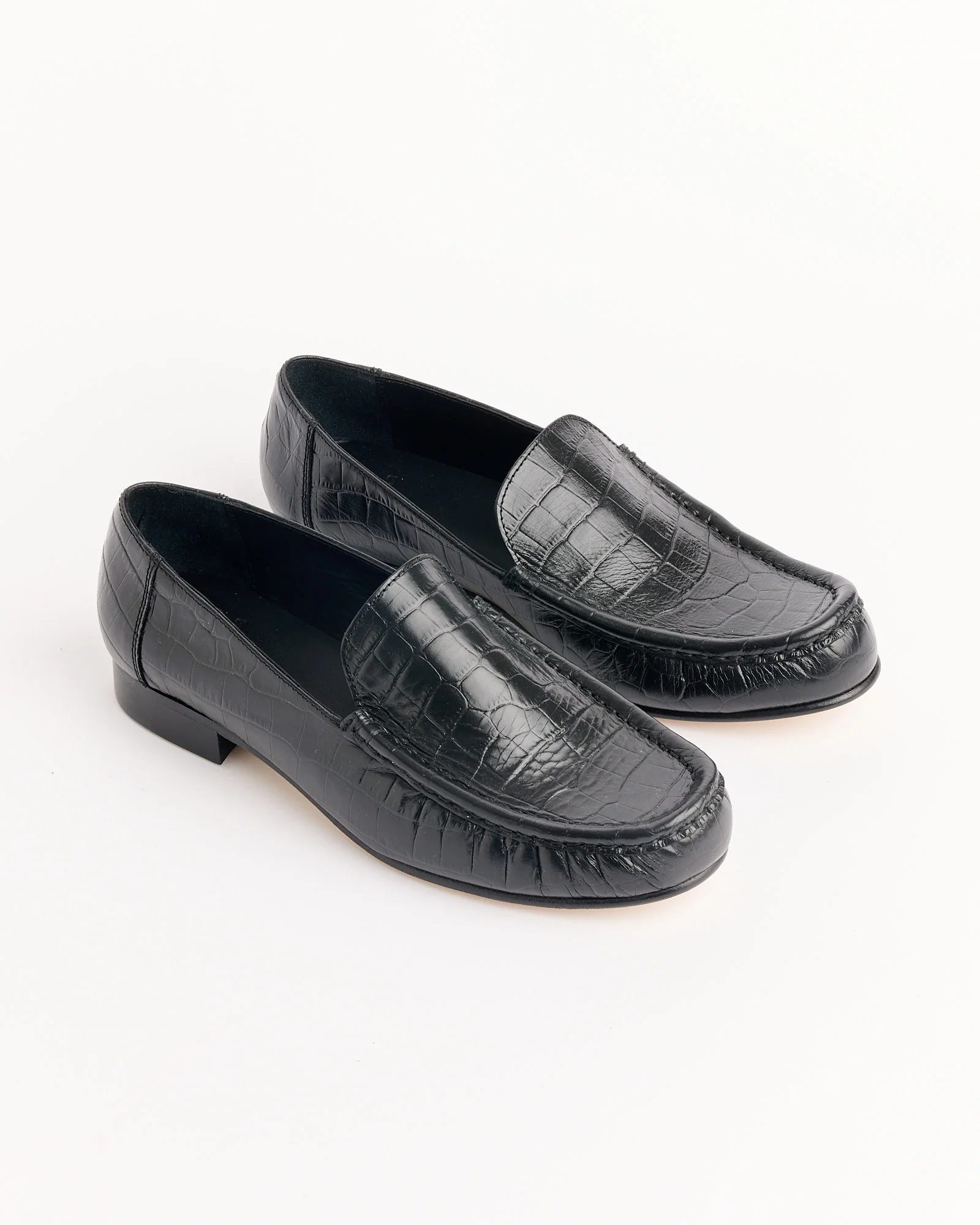 Leather Loafer in Black Croco - Image 2