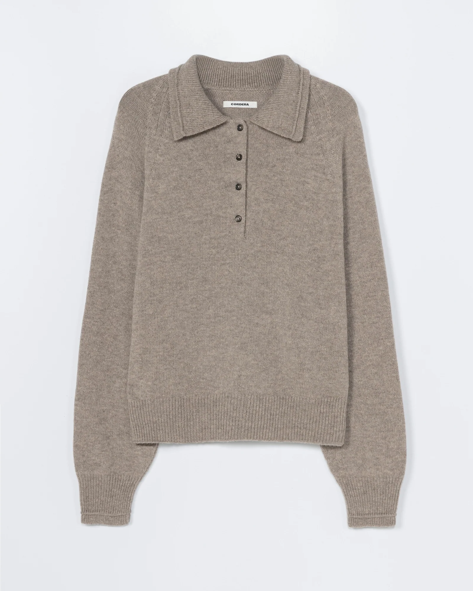 Merino Wool Polo Sweater in Taupe