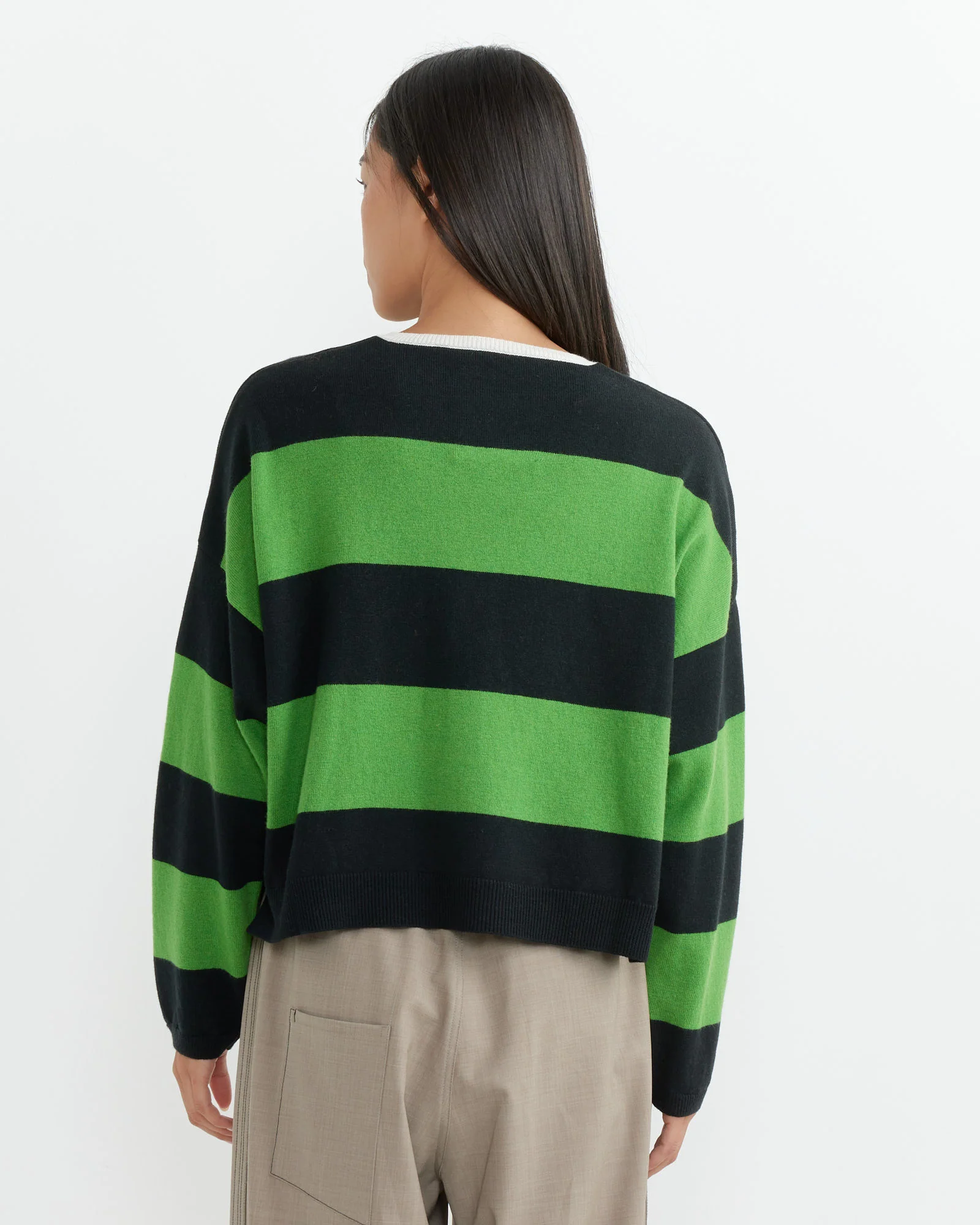 Striped Polo Sweater in Herba - Image 4