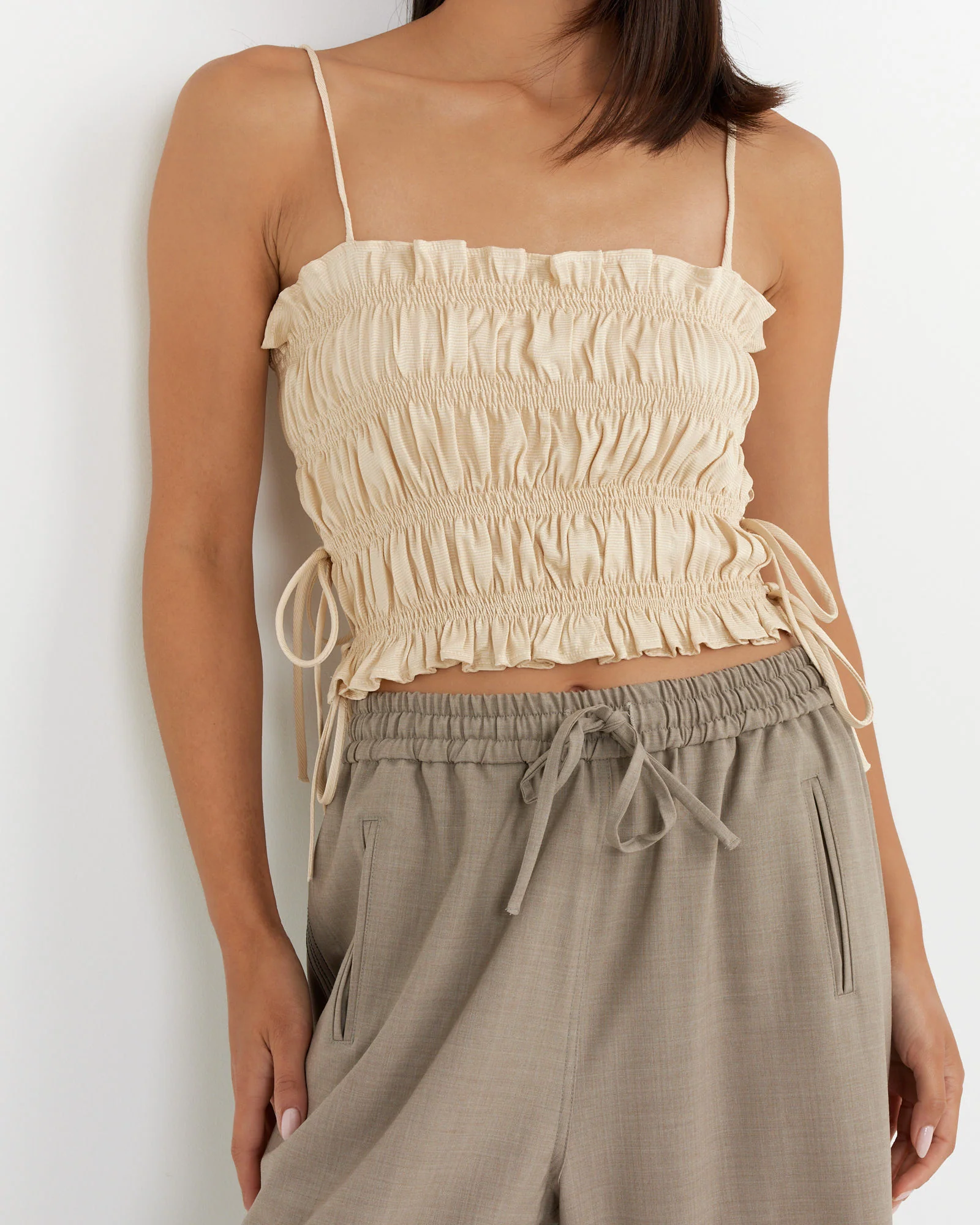 Viscose Gathered Top in Shell - Image 3