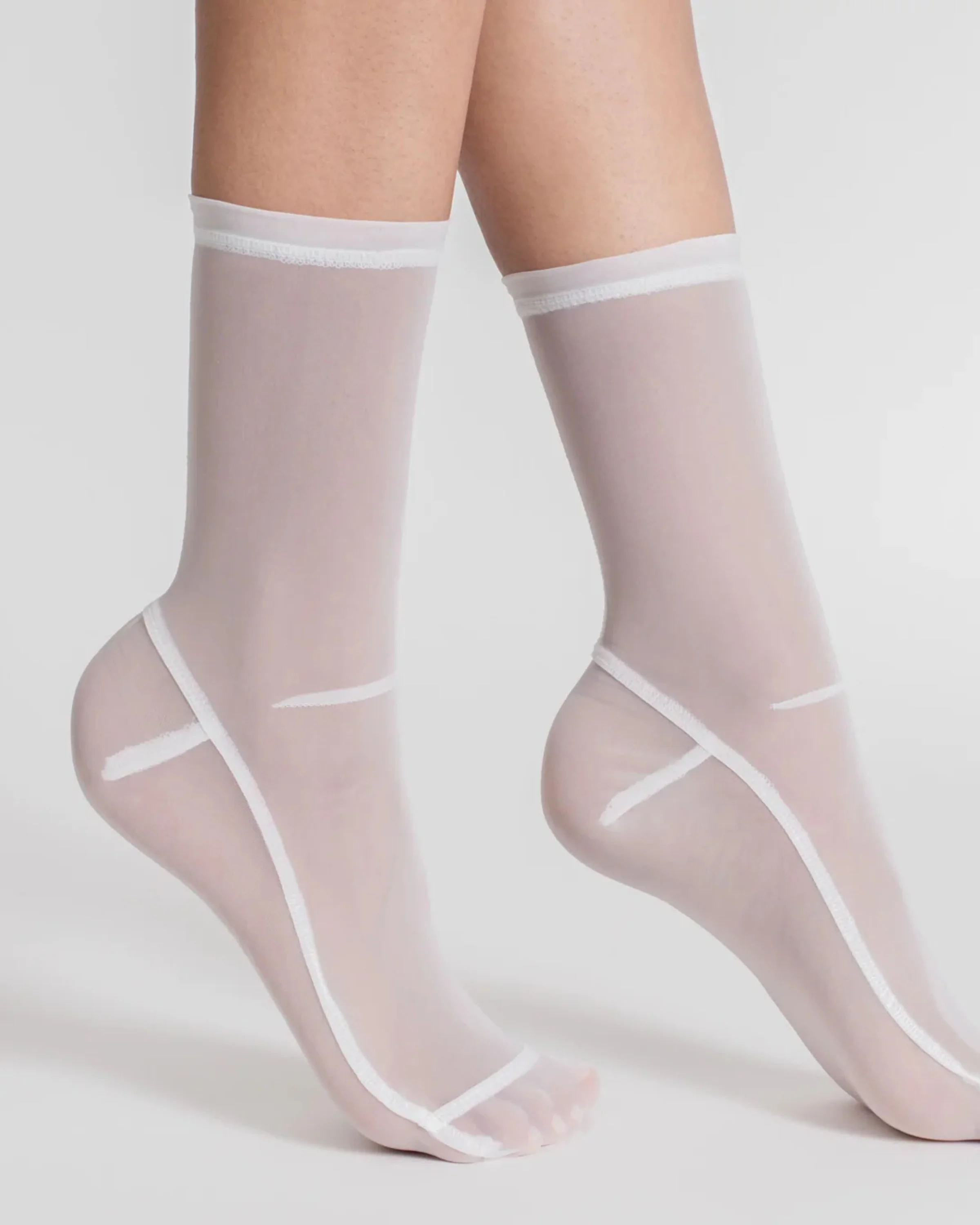 Solid Mesh Socks in White - Image 2