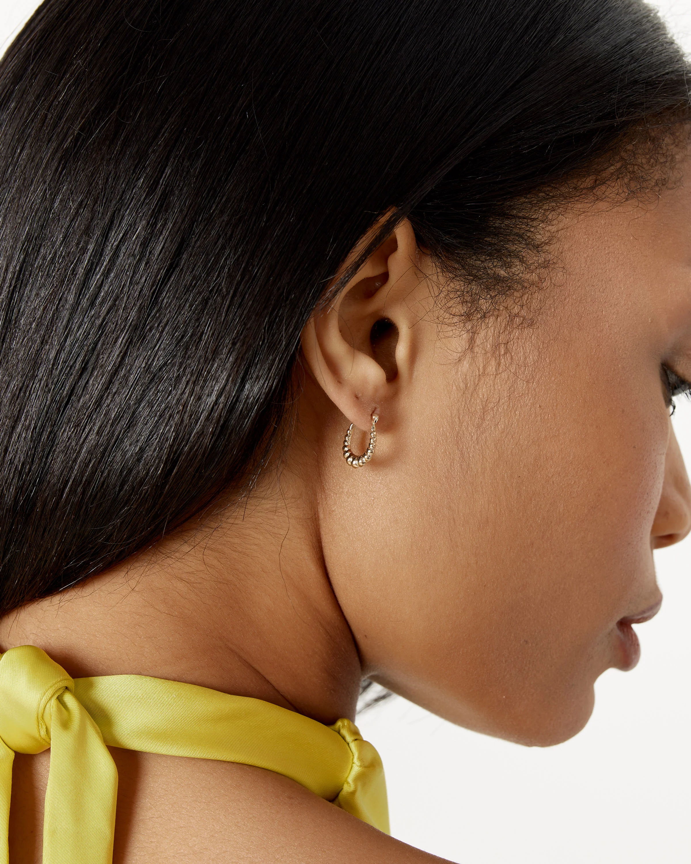 Mini Bubble Hoop Earrings in 14k Yellow Gold - Image 2