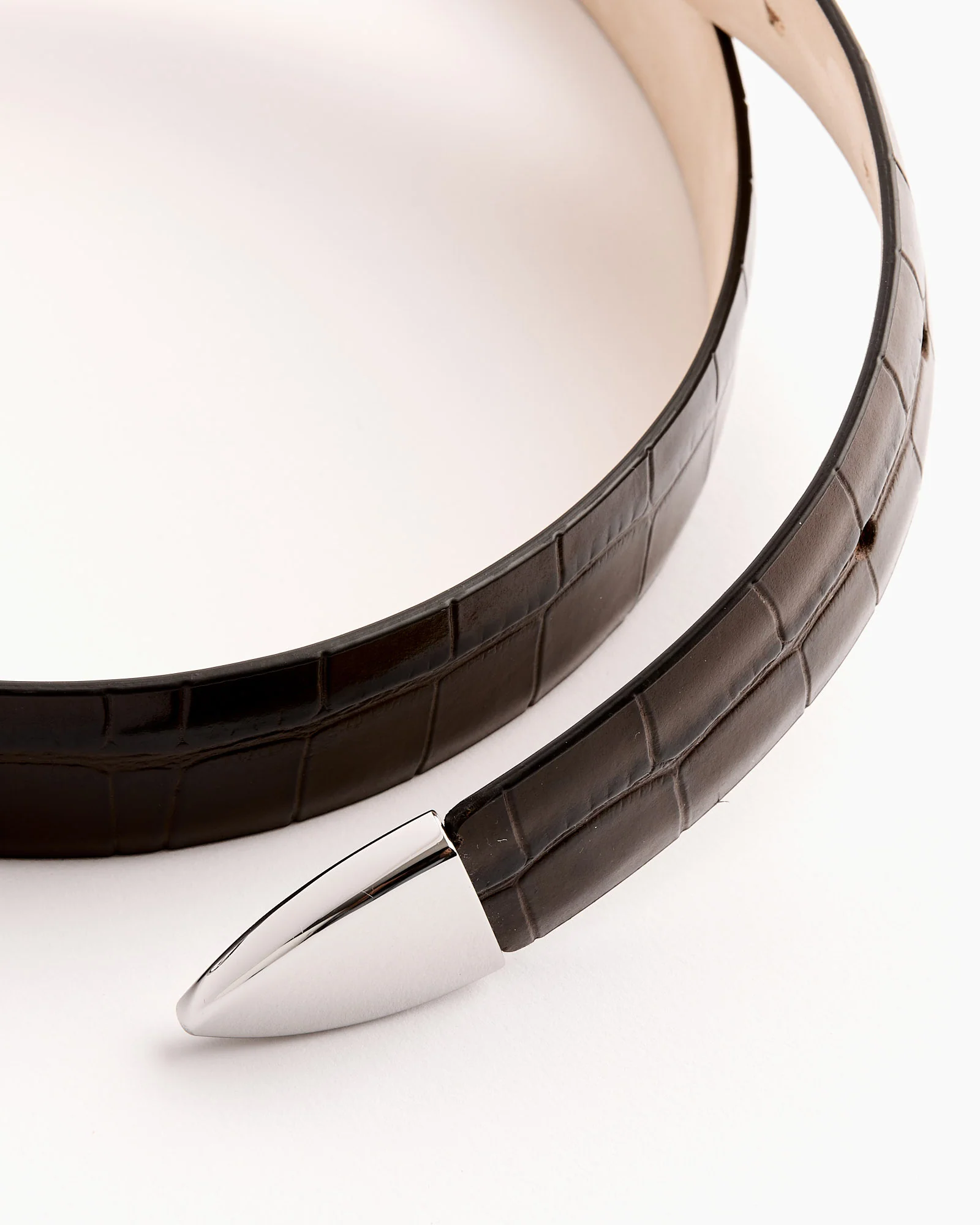 Hollyhock Croco Belt in Dark Chocolate/Silver - Image 4