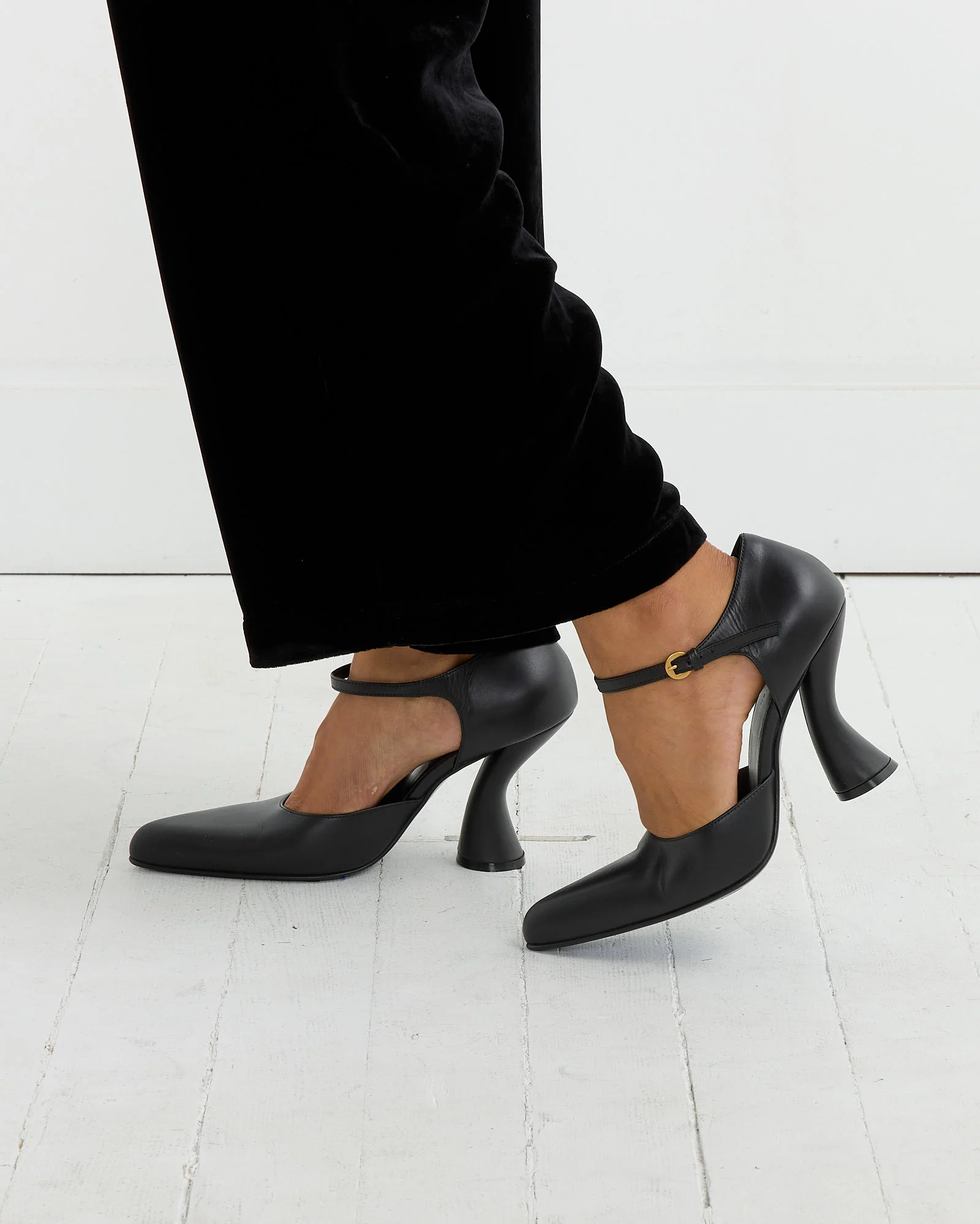 Ankle Strap Heels in Black - Image 4