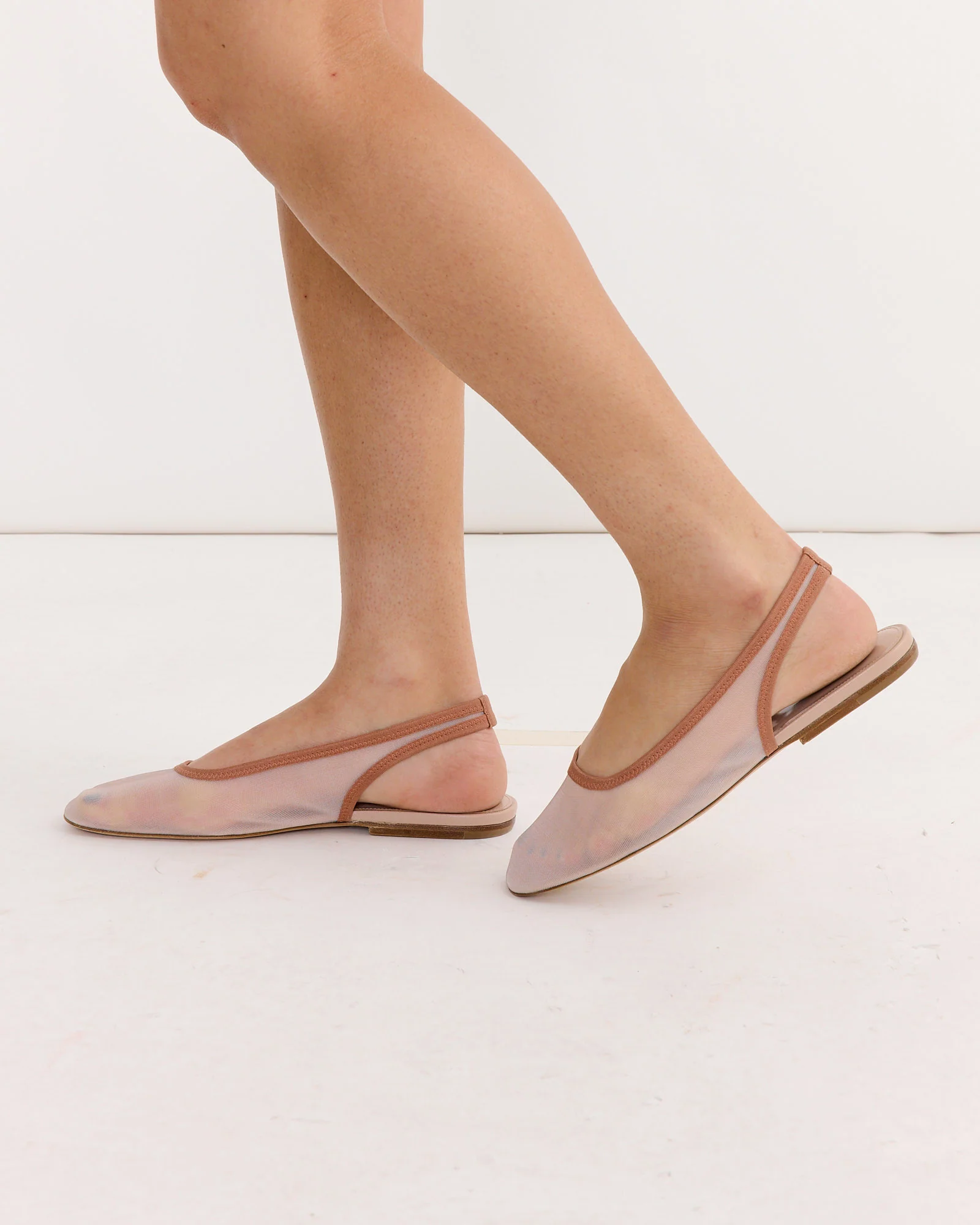 Mesh Slingback Flats in Blush - Image 2