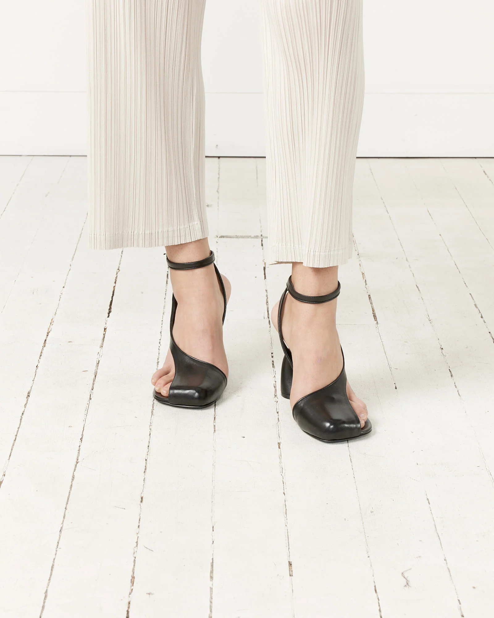 Cutout Heeled Sandals in Black - Image 2
