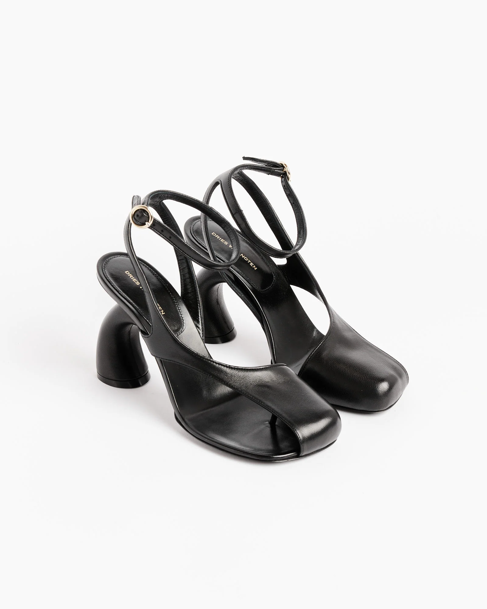 Cutout Heeled Sandals in Black - Image 3