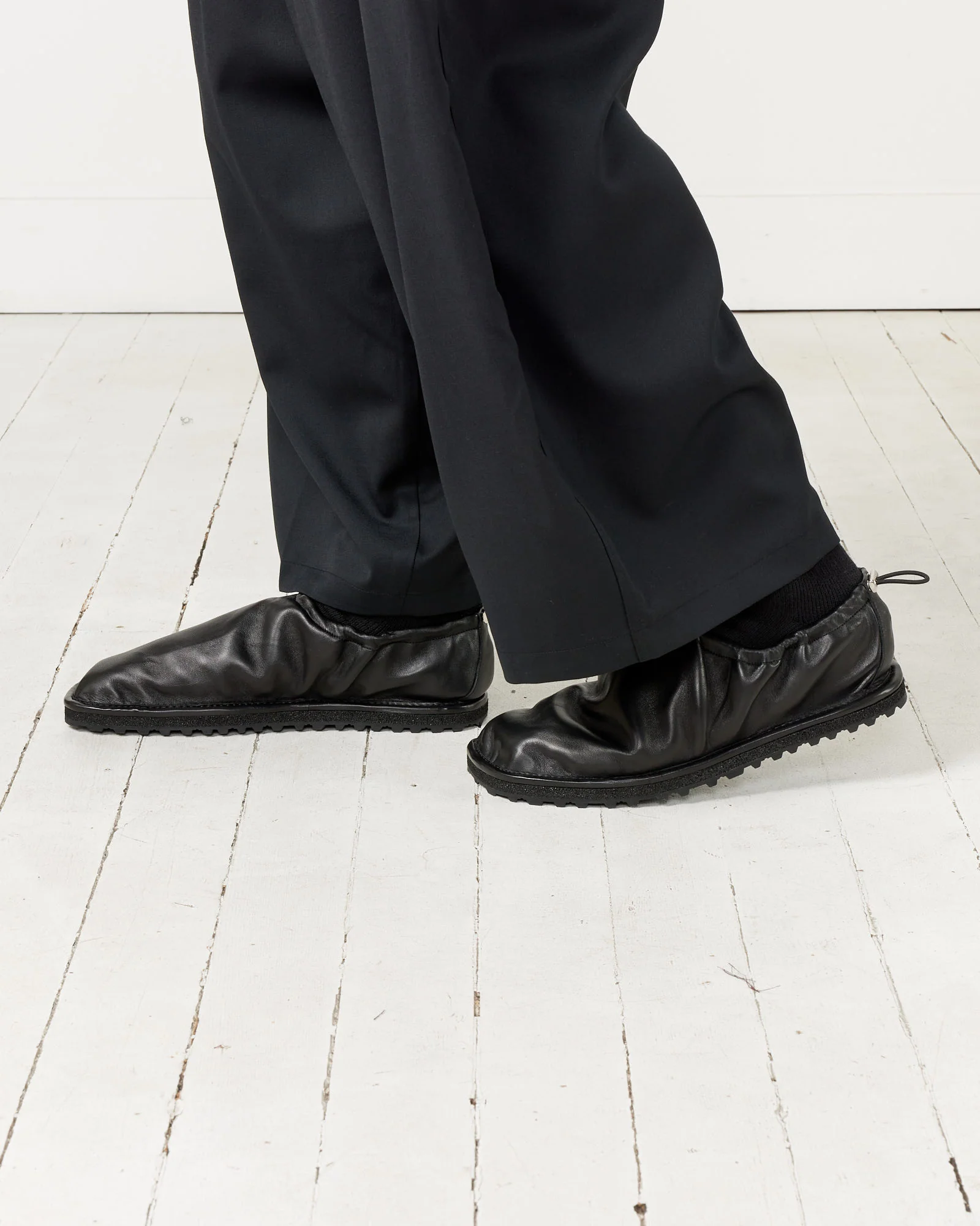 Drawstring Slippers in Black - Image 4