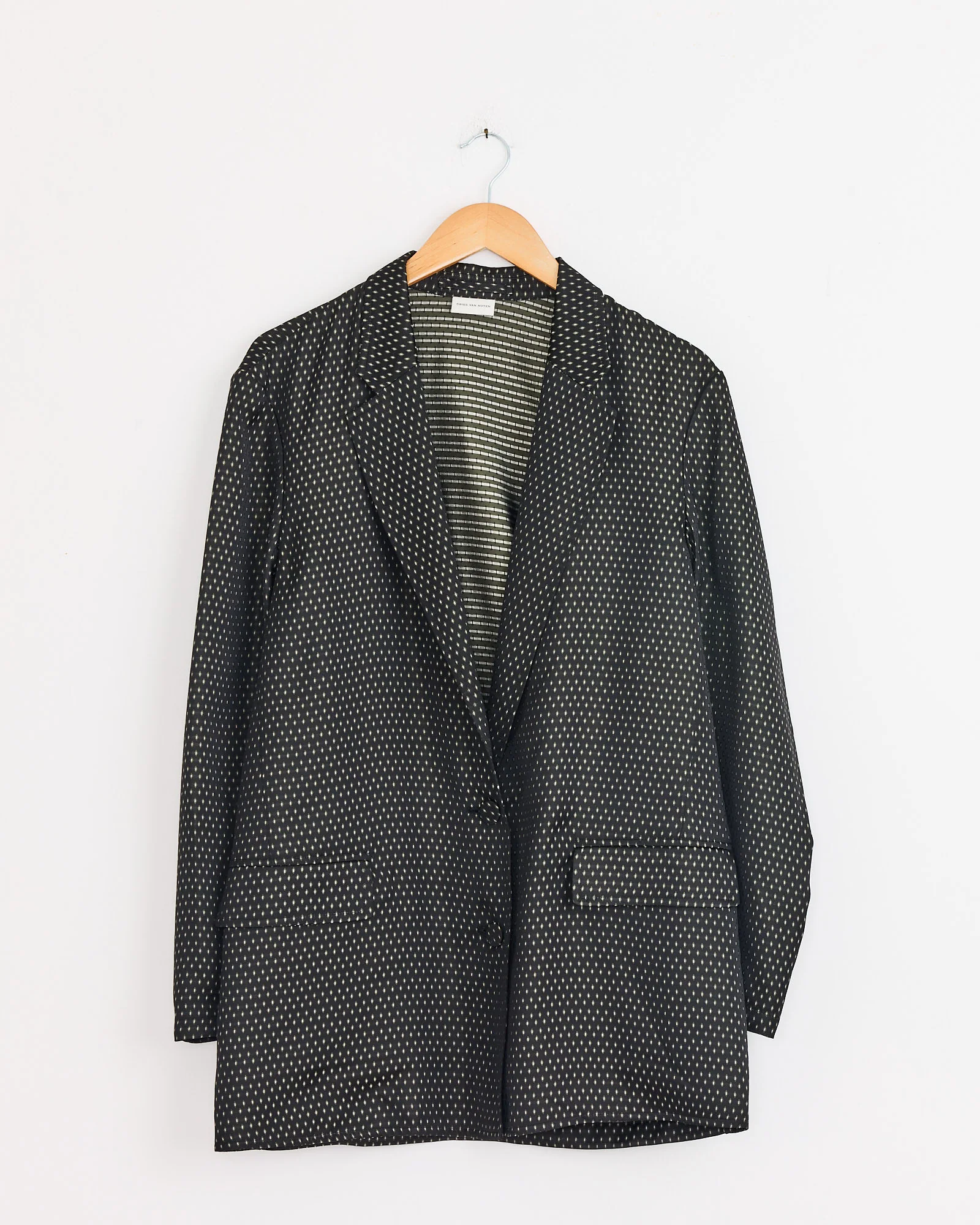 Jacquard Double-Breasted Blazer in Black