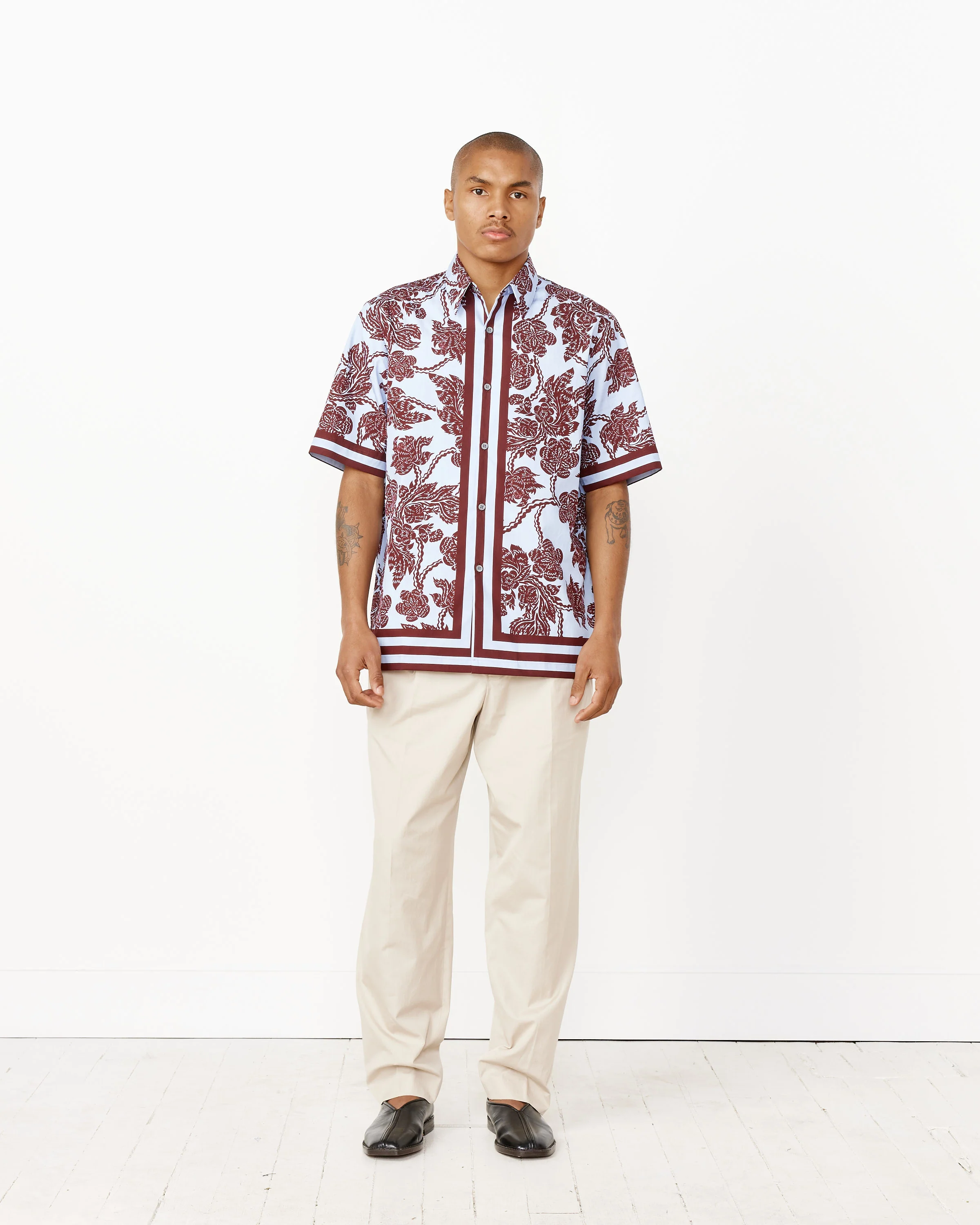 Floral Shirt in Burgundy - Image 3