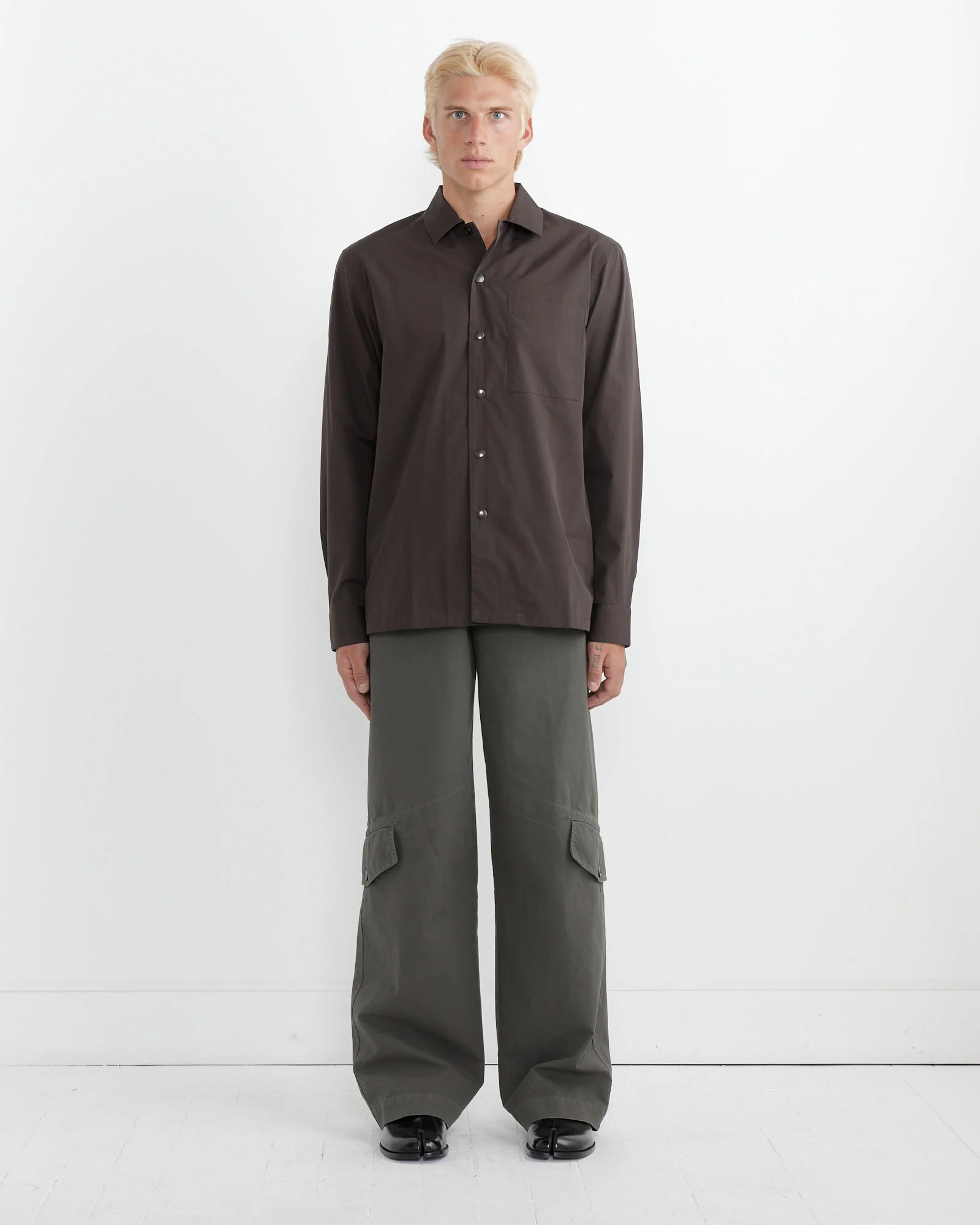 Cotton Overshirt in Dark Brown - Image 2