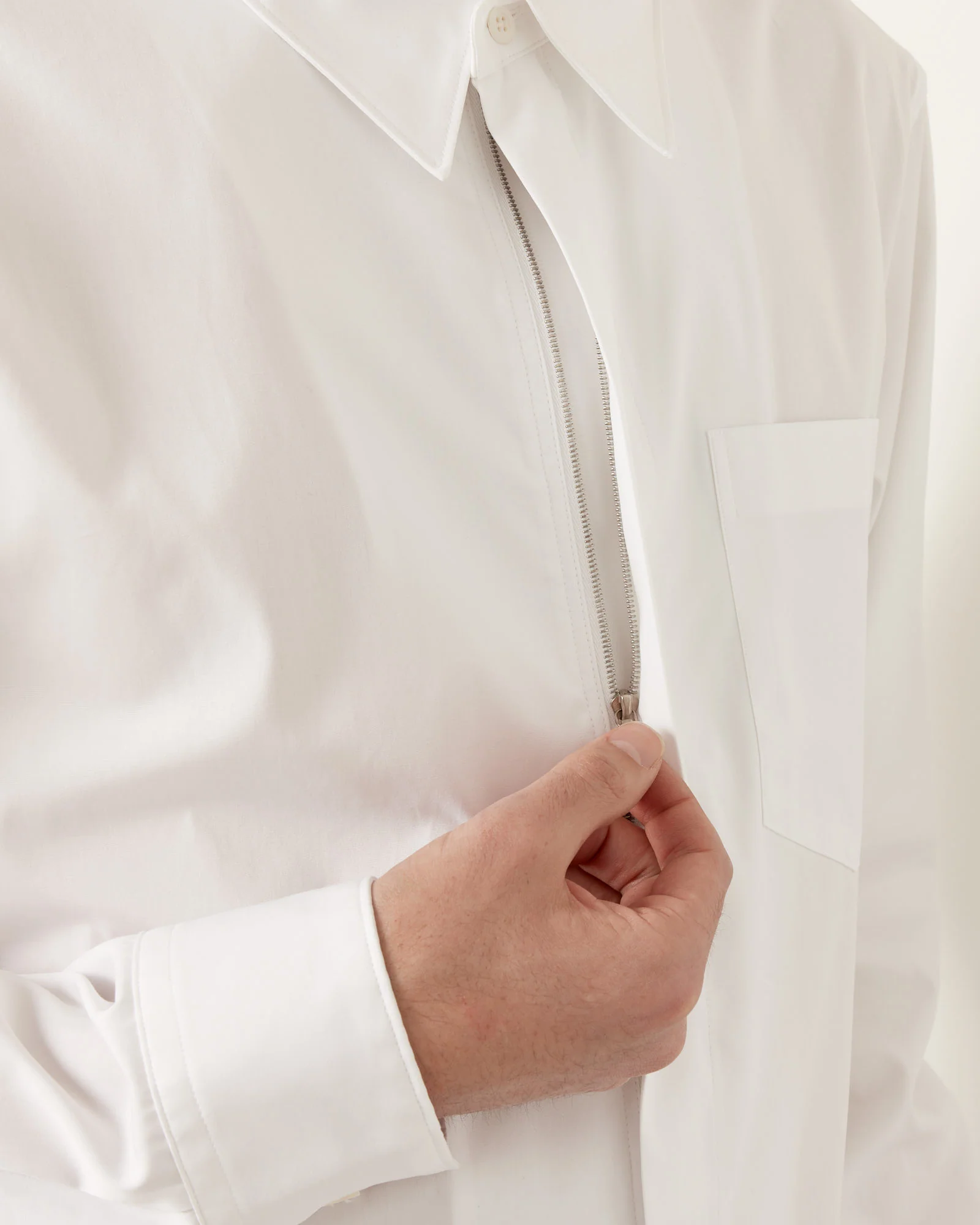Zip-Front Shirt in White - Image 5