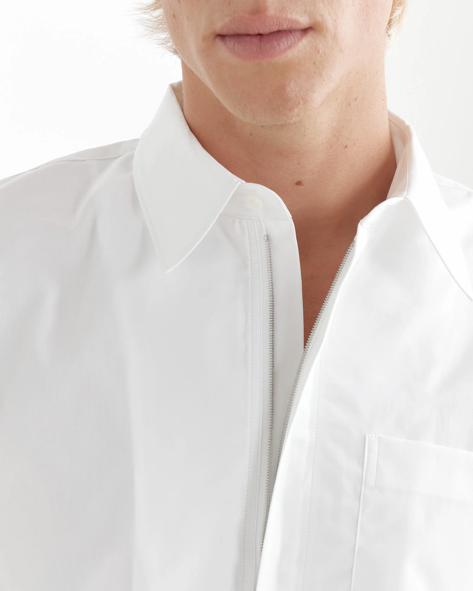 Zip Shirt in White - Image 3