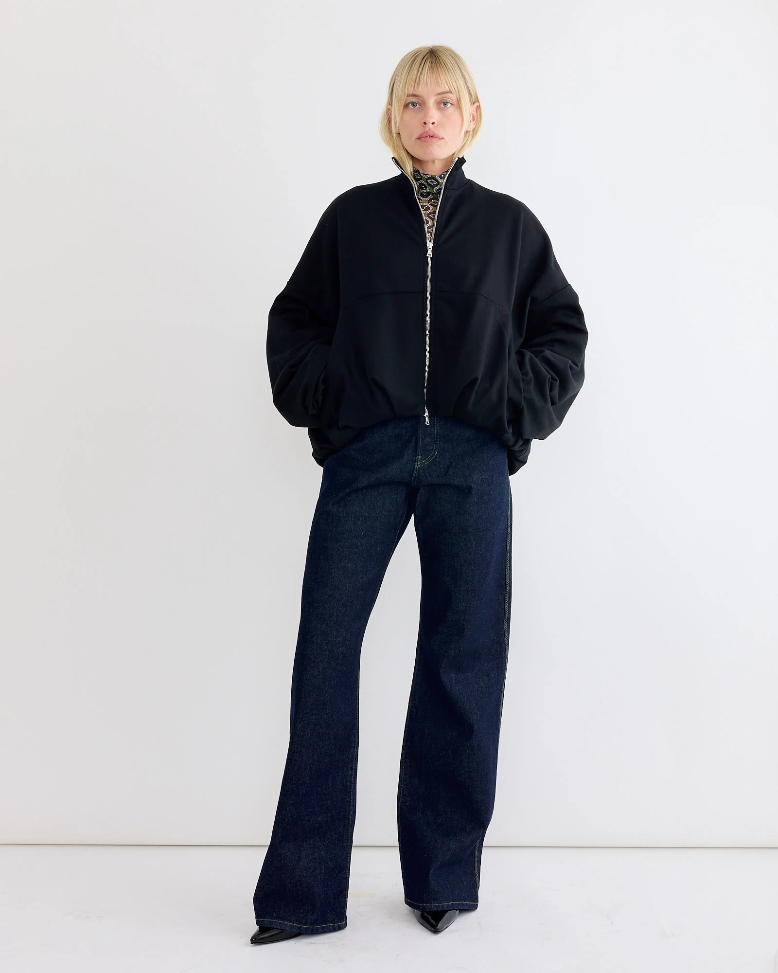 Draped Jersey Jacket in Black - Image 4