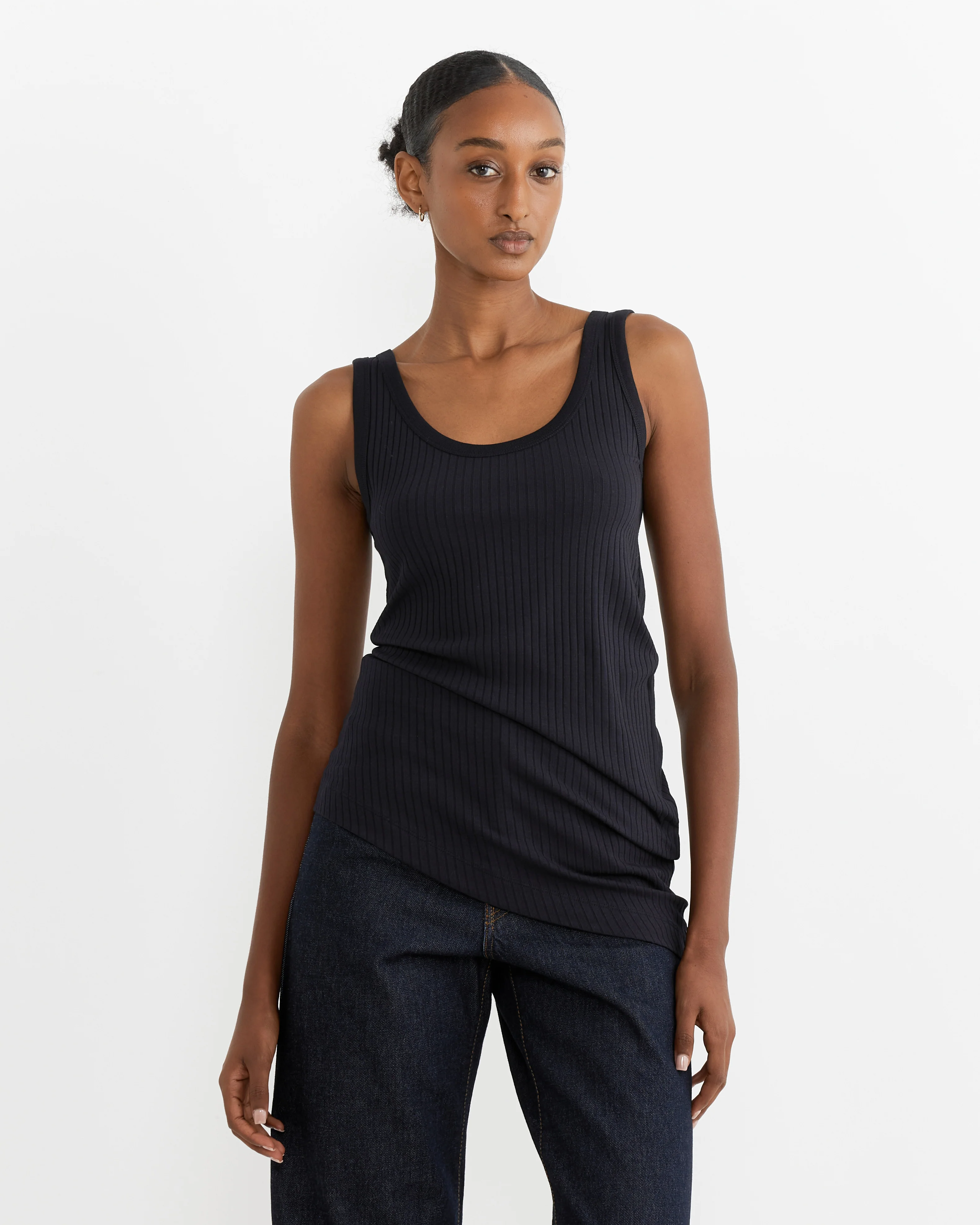 Asymmetrical Tank Top in Navy