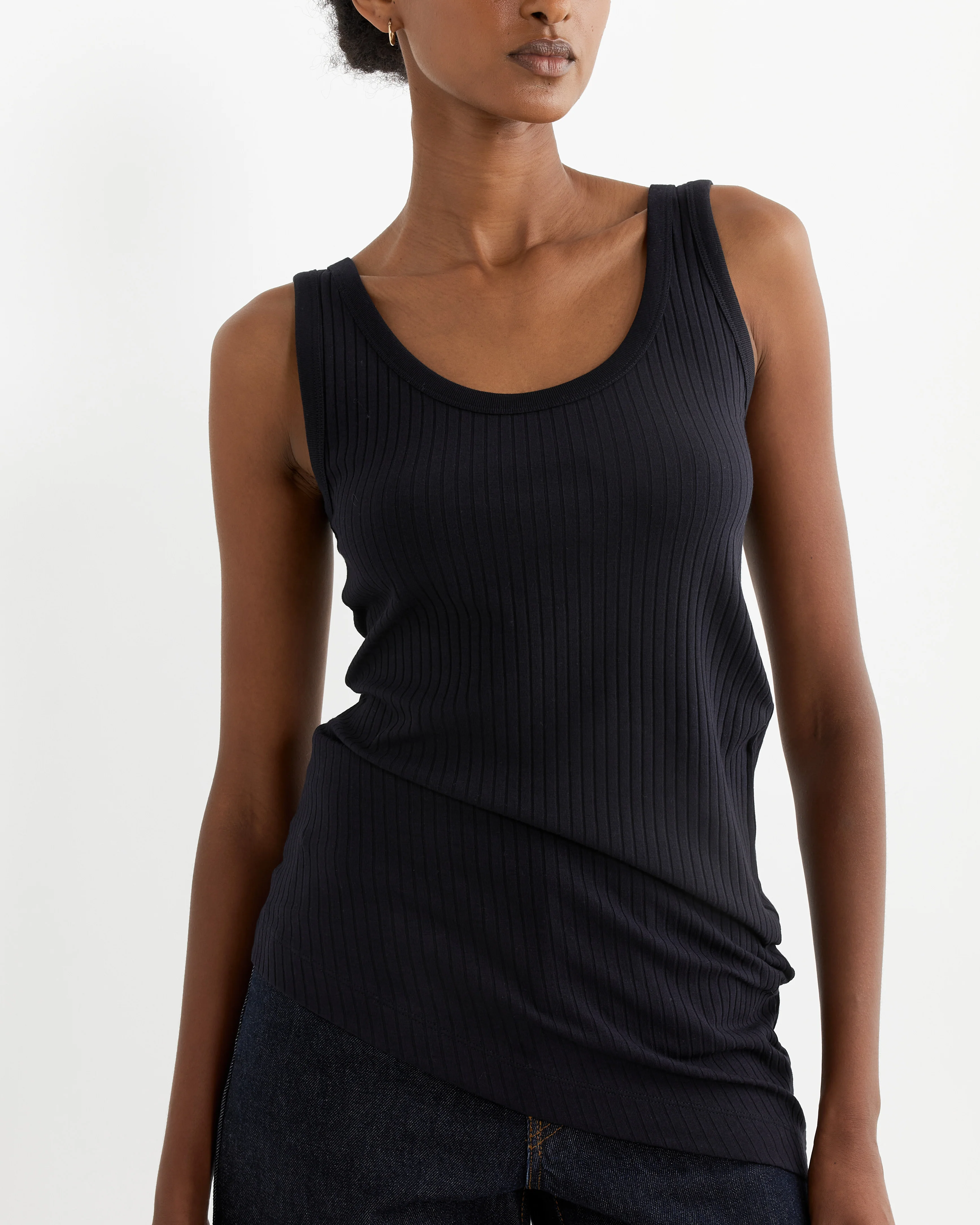 Asymmetrical Tank Top in Navy - Image 3