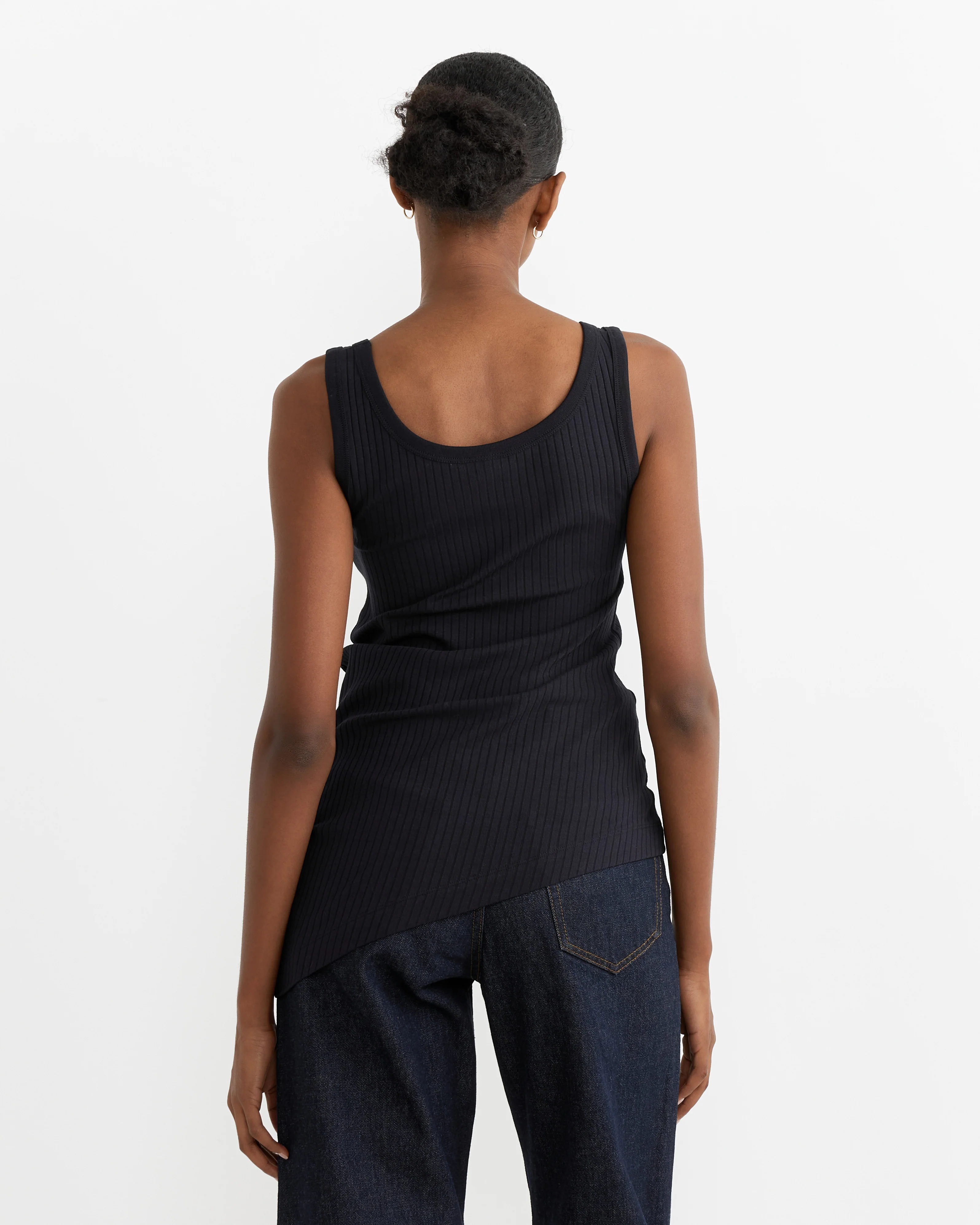 Asymmetrical Tank Top in Navy - Image 4