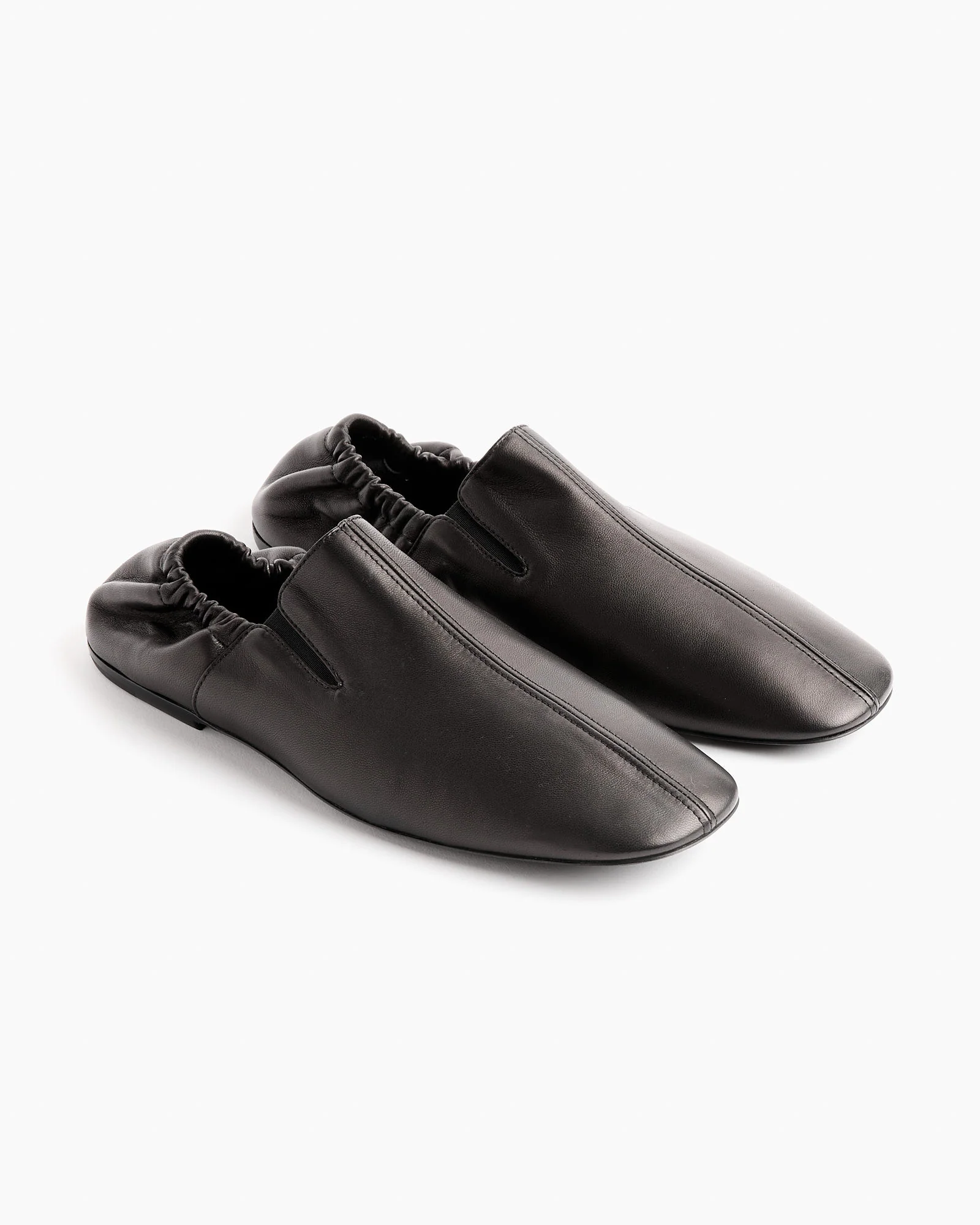 Leather Slippers in Black - Image 3