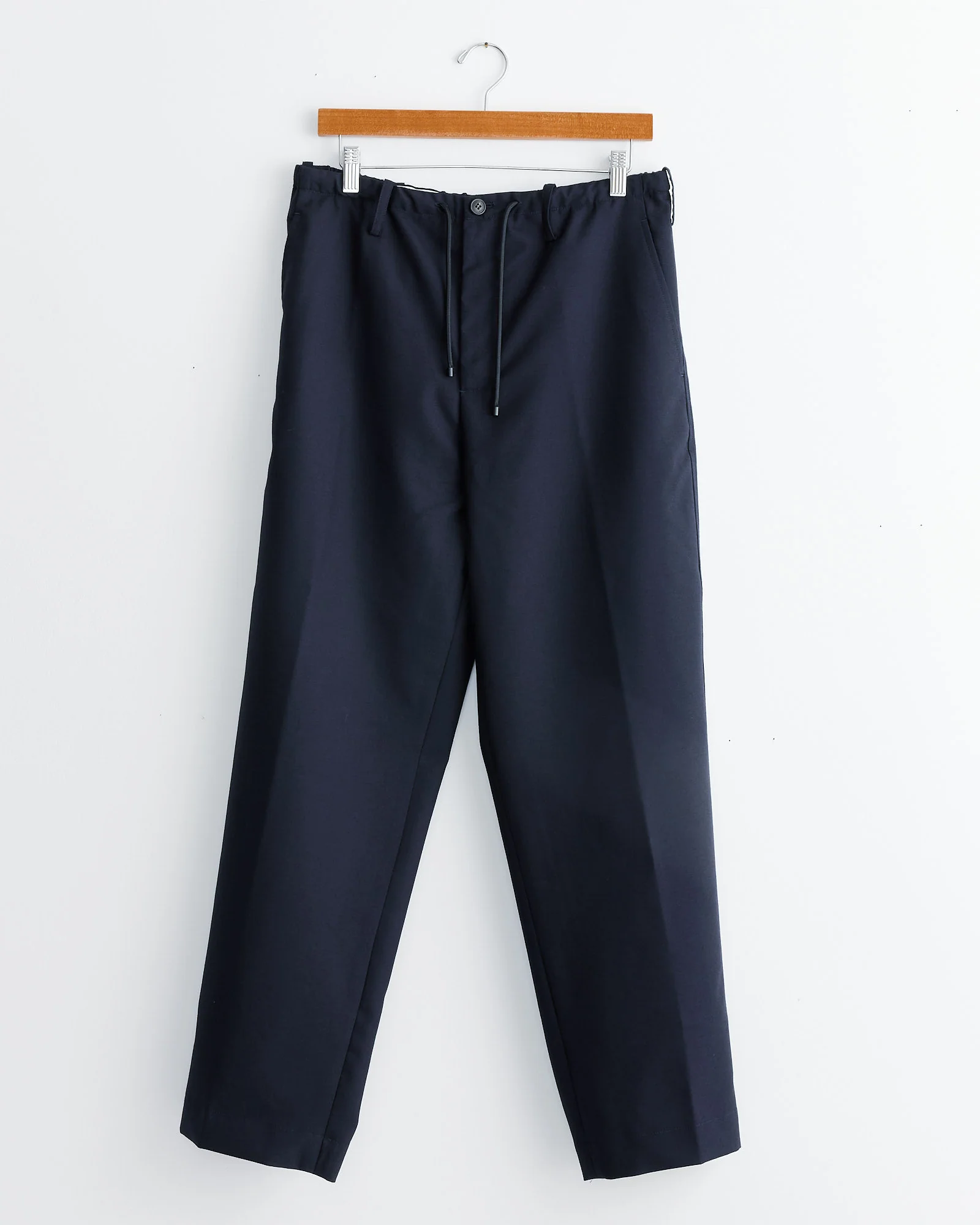 Drawstring Straight Trousers in Navy
