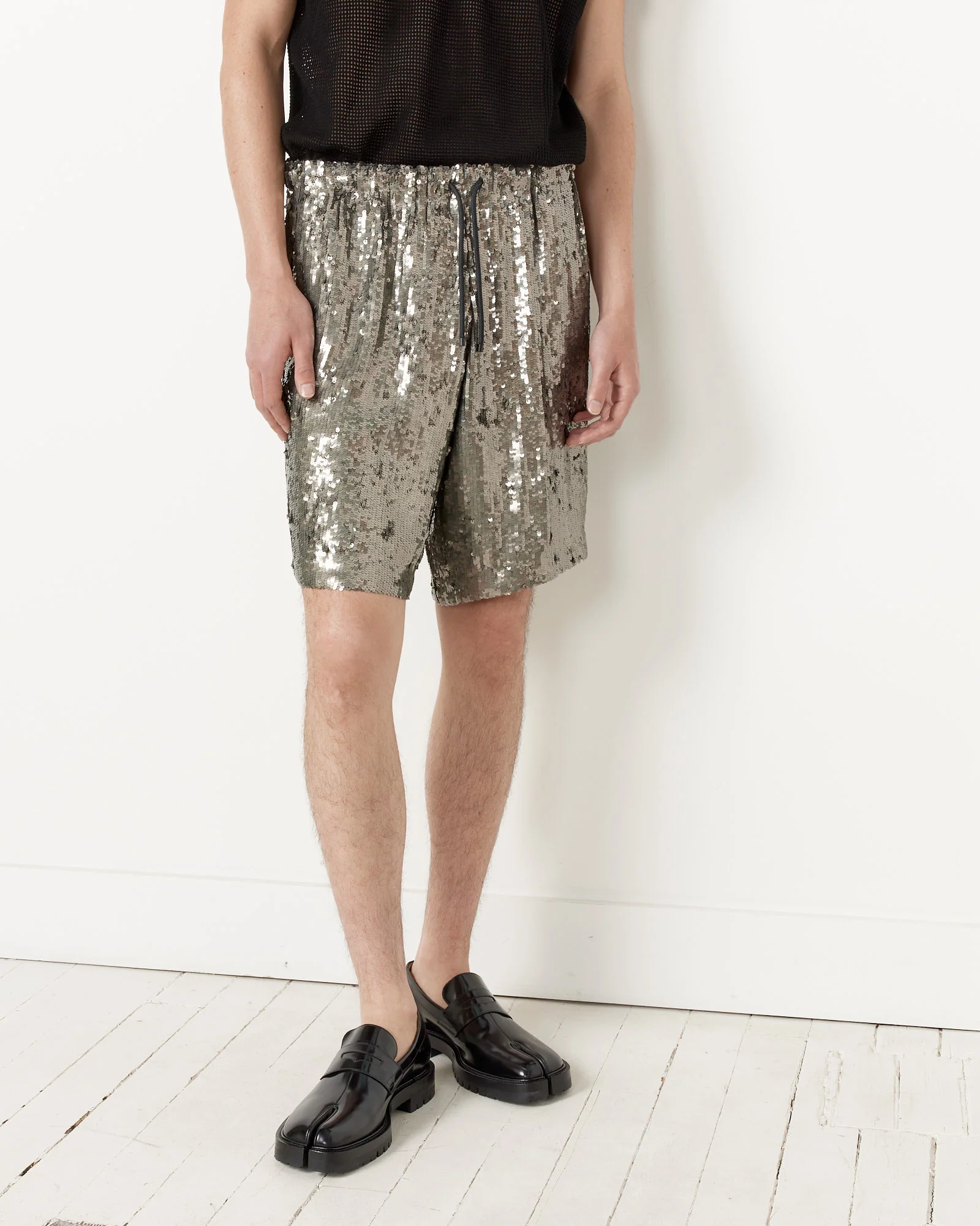 Embellished Shorts in Silver - Image 3