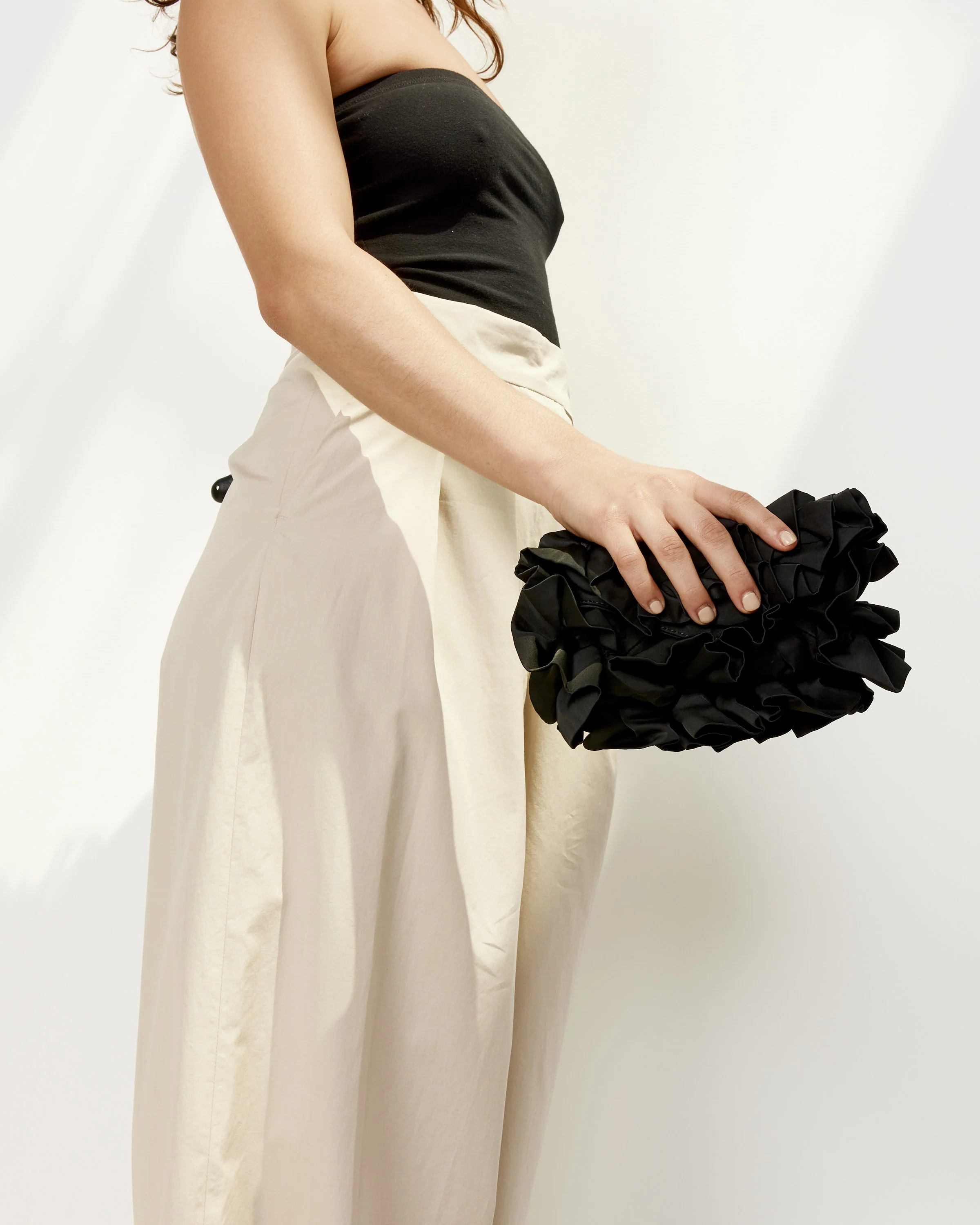 Ruffled Bag in Black - Image 2