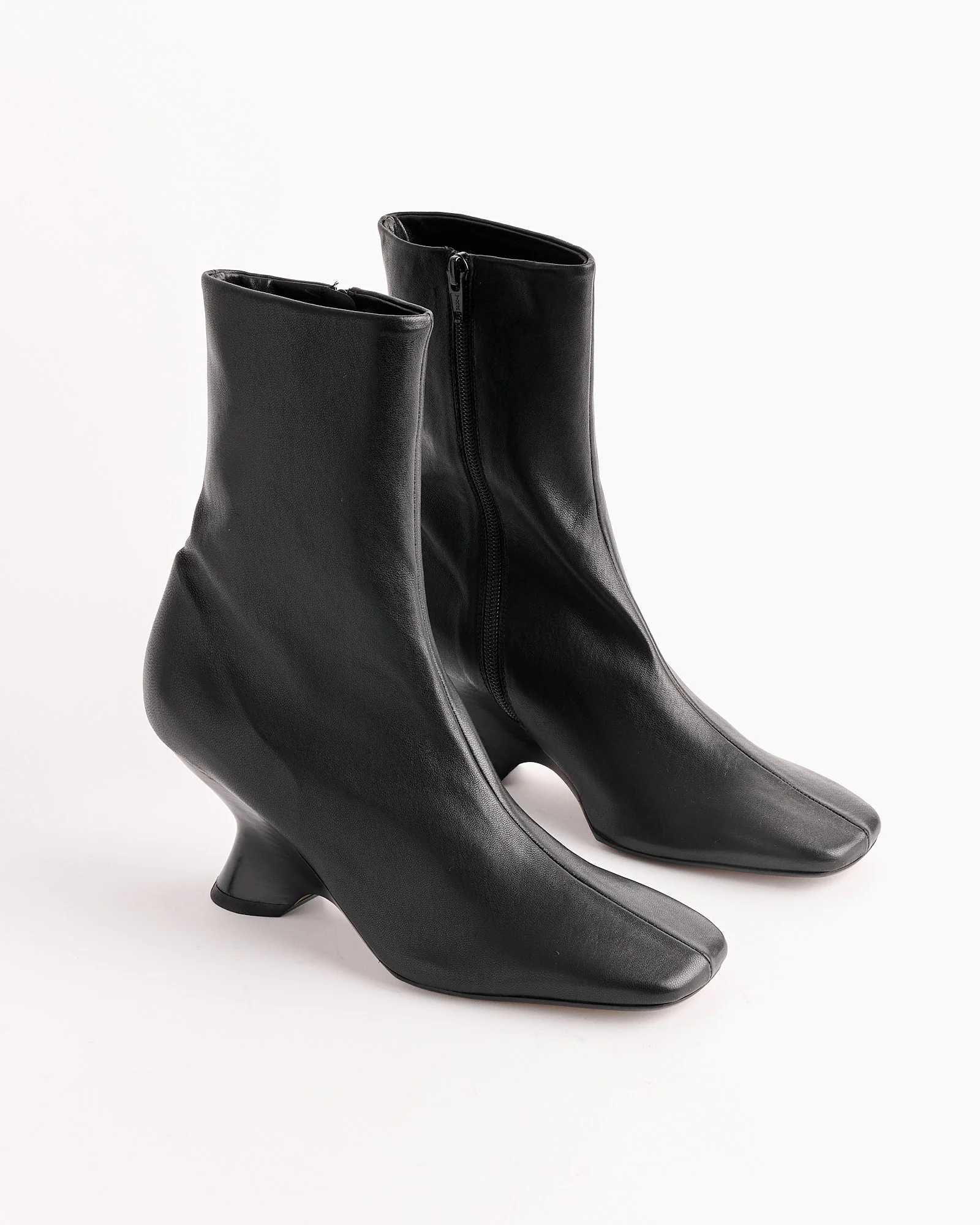 Leather Wedge Boot in Black - Image 3