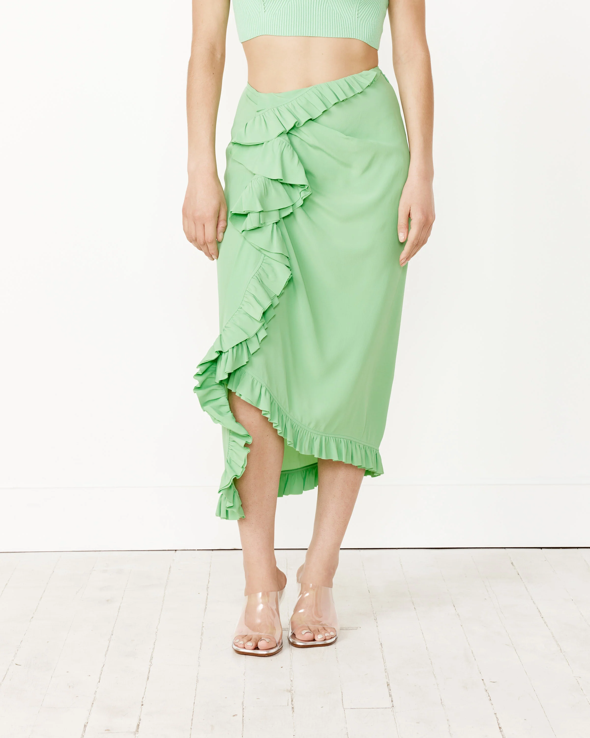 Ruffle Skirt in Light Green