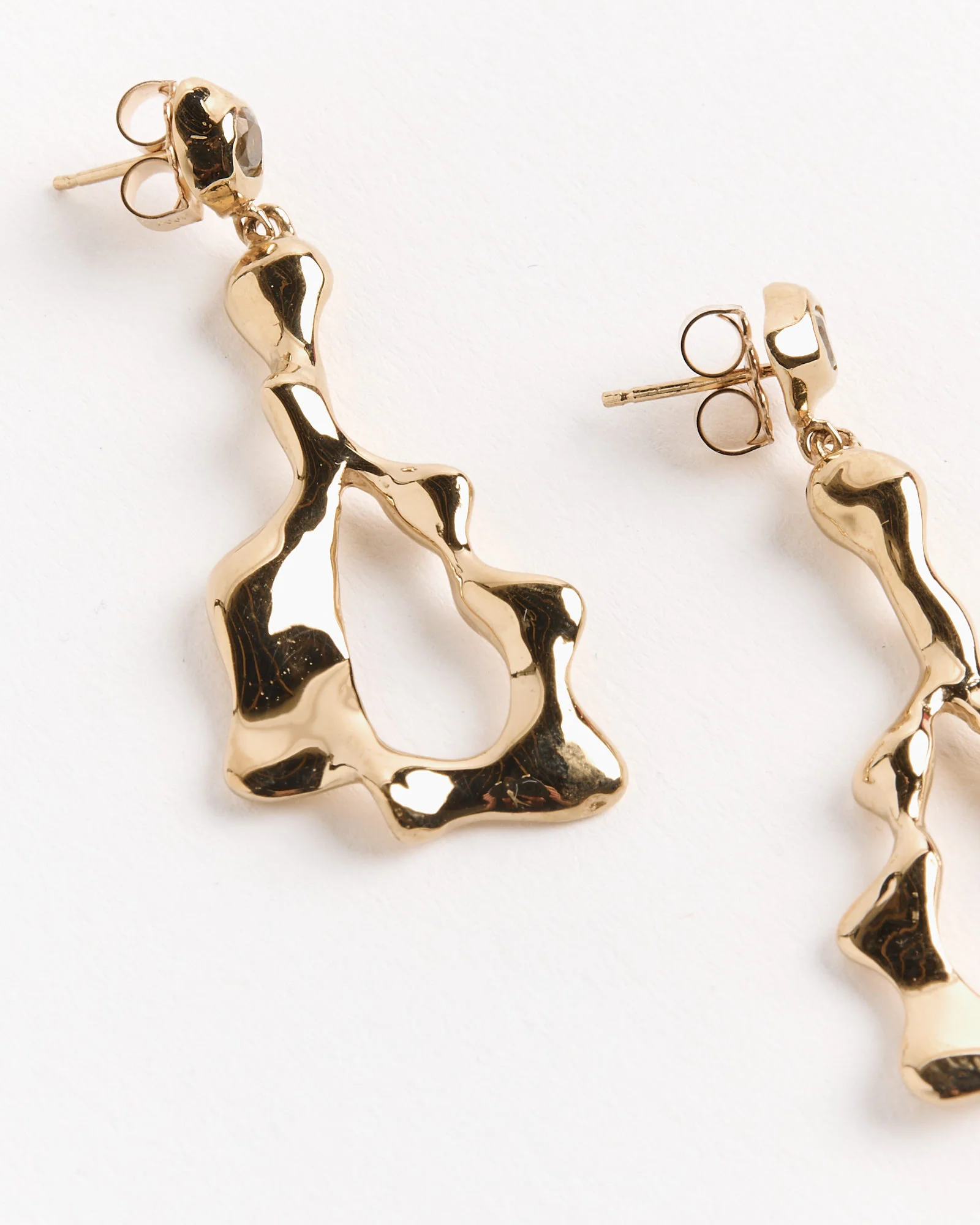 Cora Drops Earrings in Gold Plated Bronze/Green Amethyst - Image 3