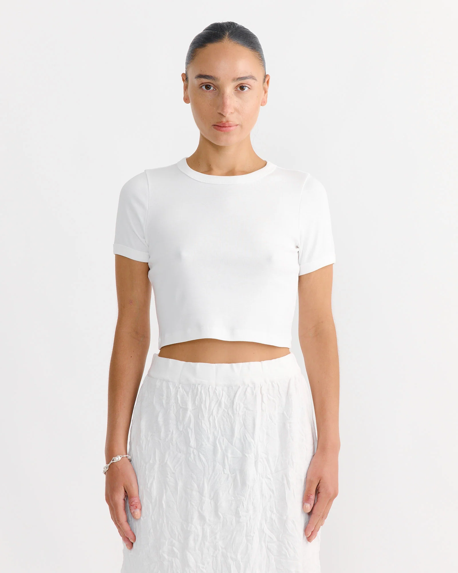 Car Crop Tee in White