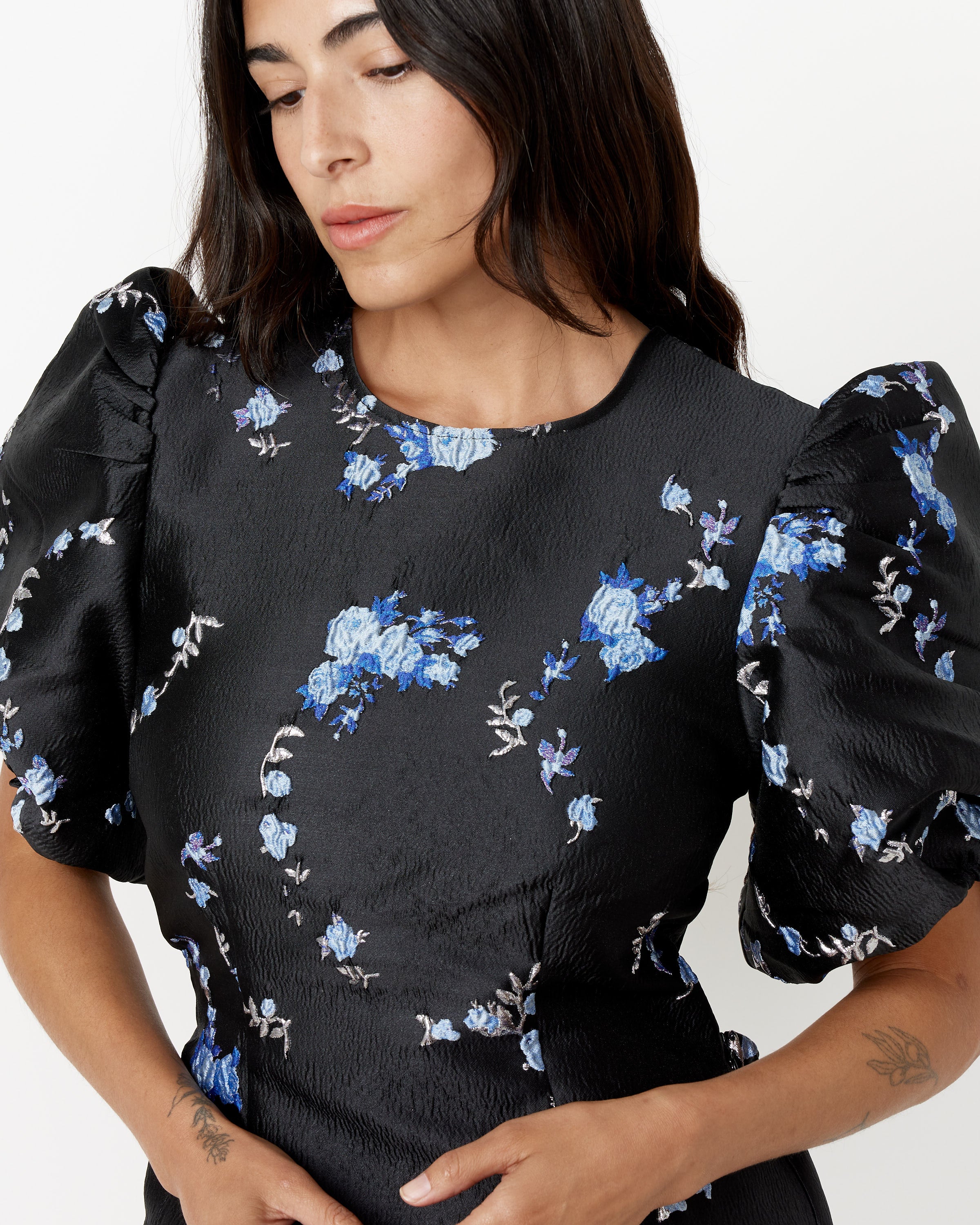 3D Jacquard Open Back Midi Dress - Image 3
