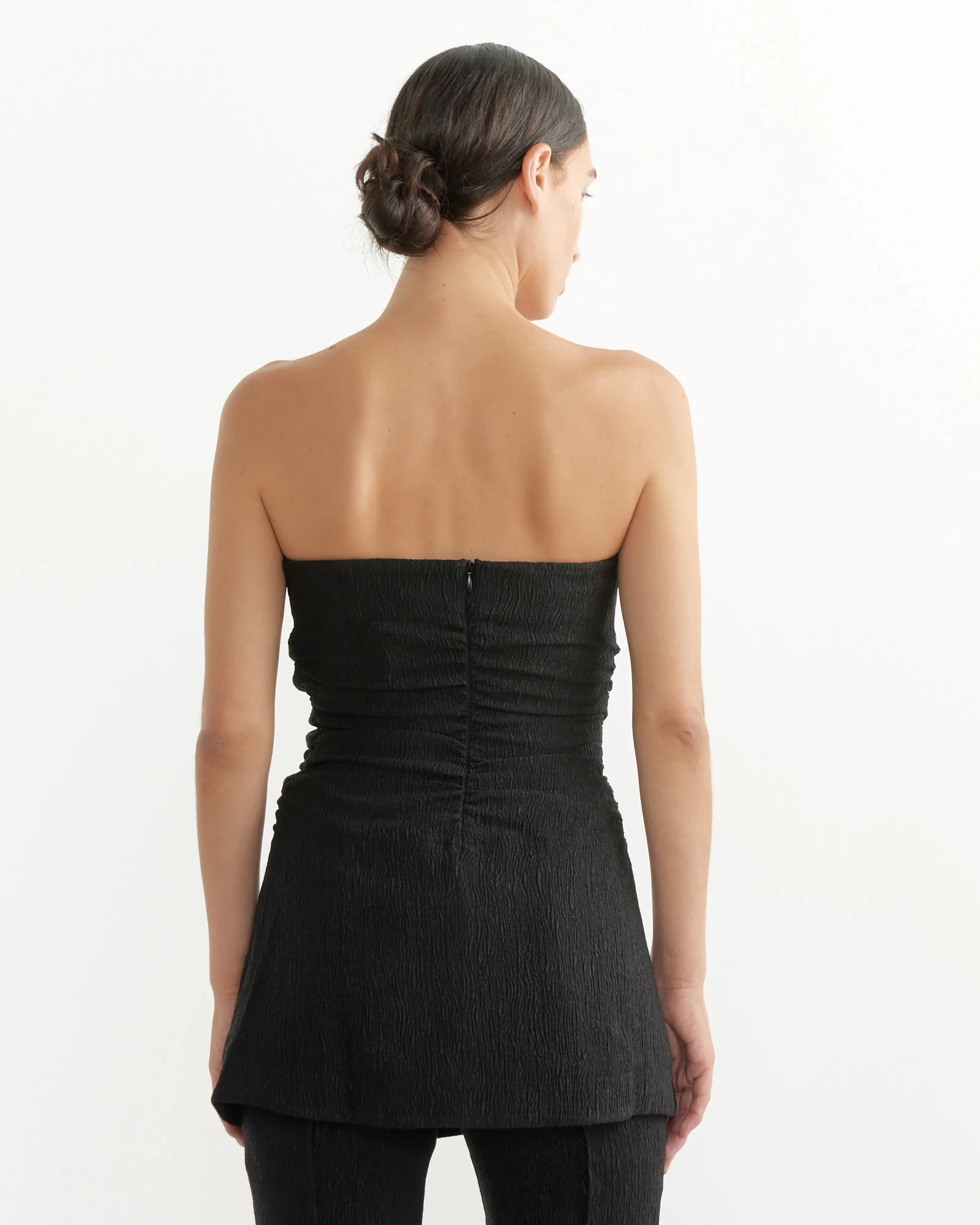 Crepe Strapless Top in Black - Image 4