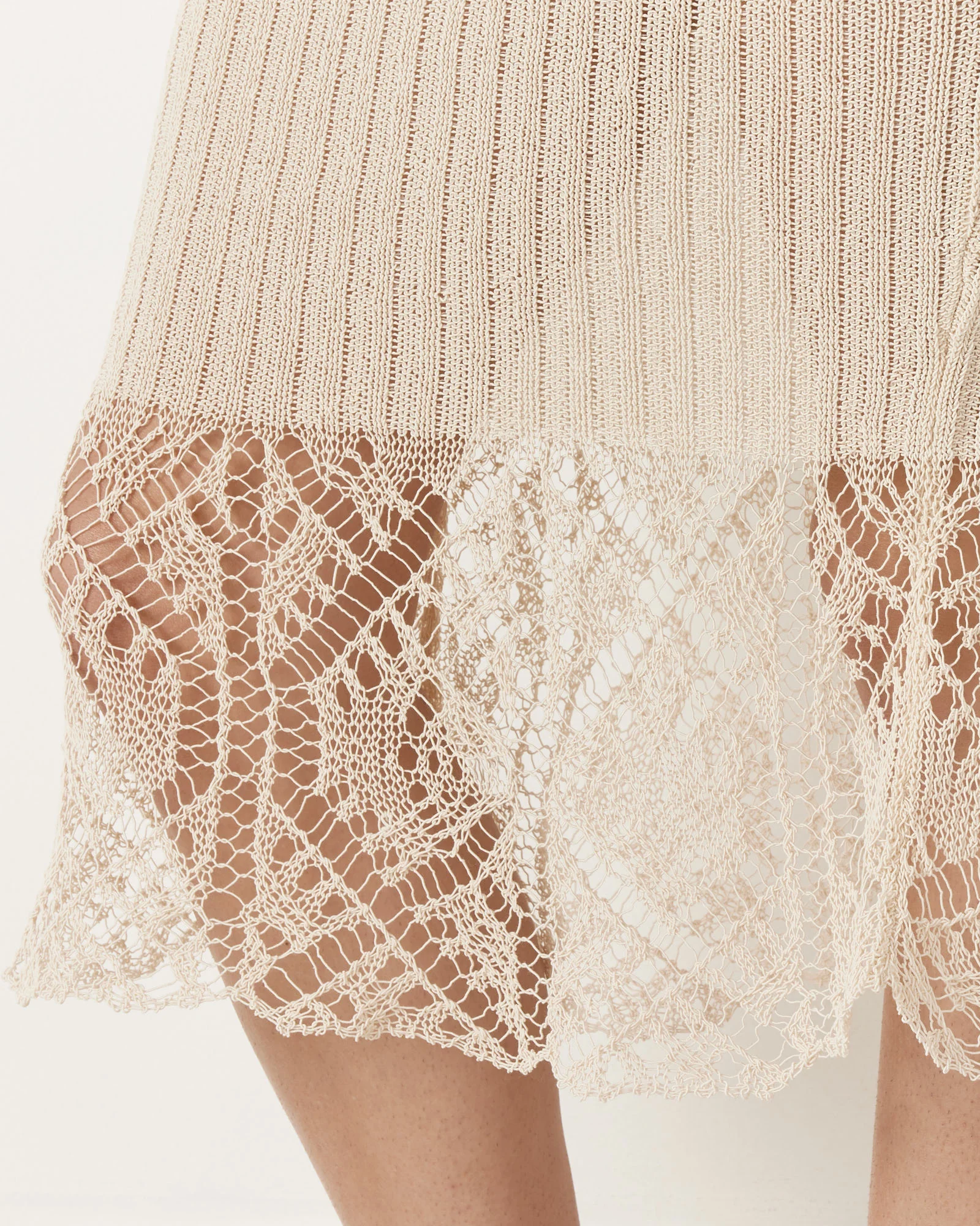 Lace Midi Skirt in Egret - Image 4