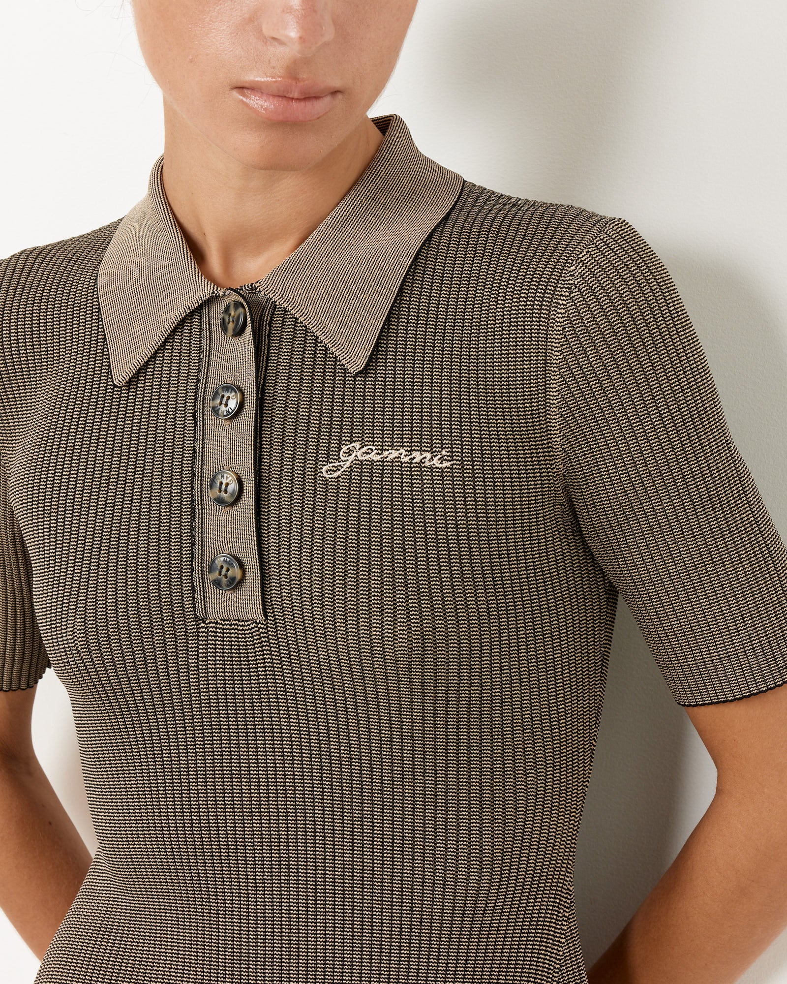Melange Knit Mini Dress in Safari - Image 3