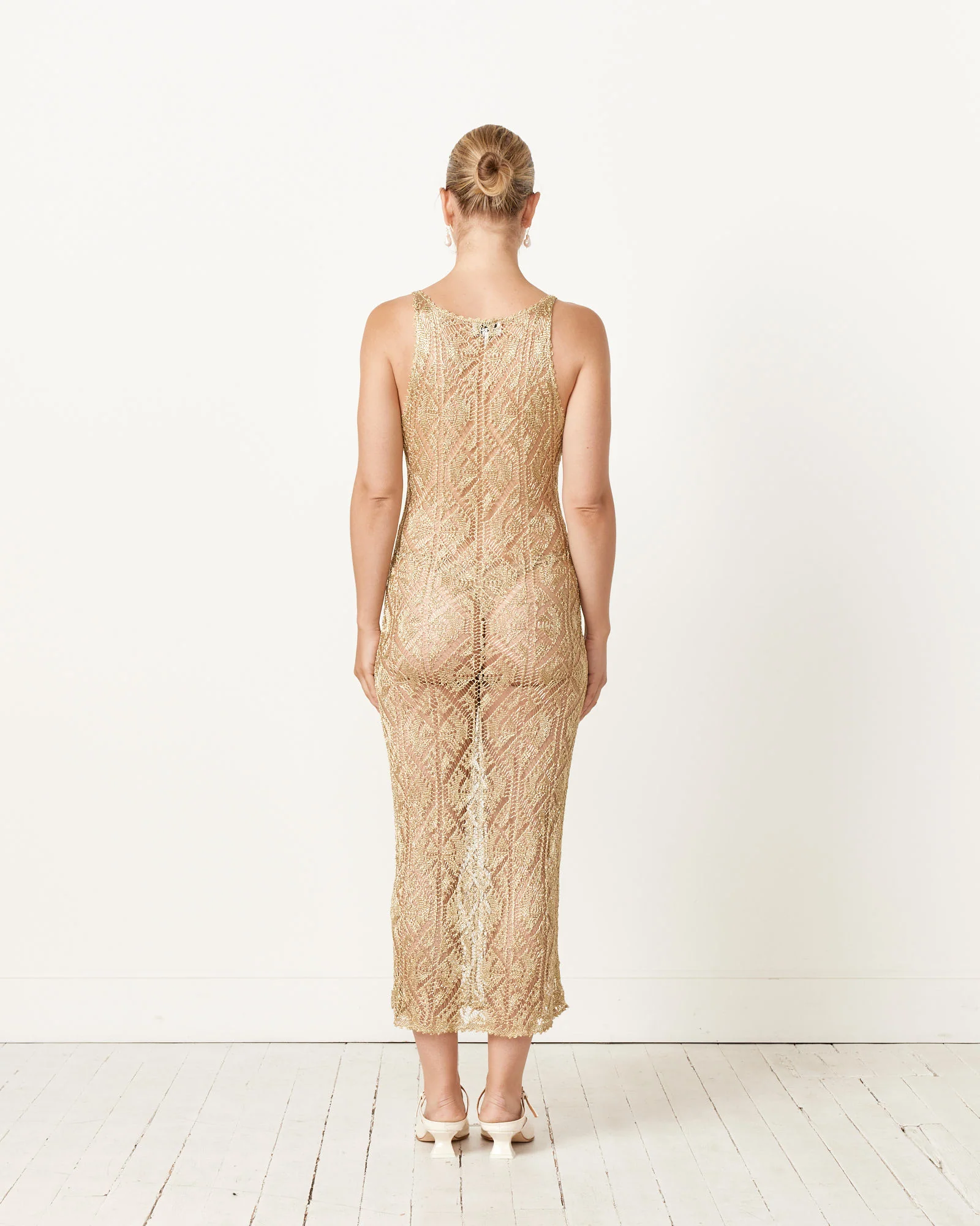 Metallic Strap Dress in Golden - Image 4