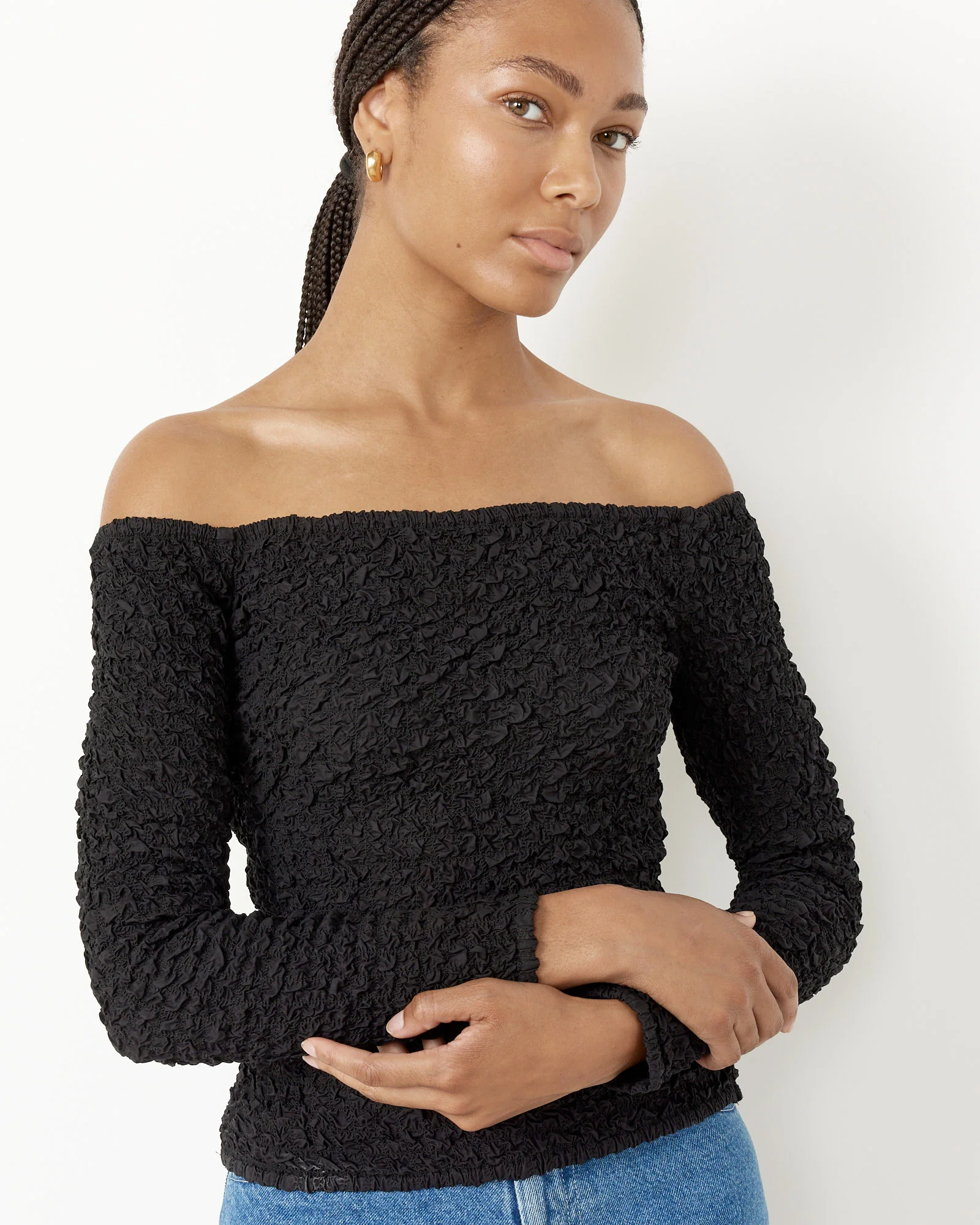 Off-Shoulder Smock Blouse - Image 4