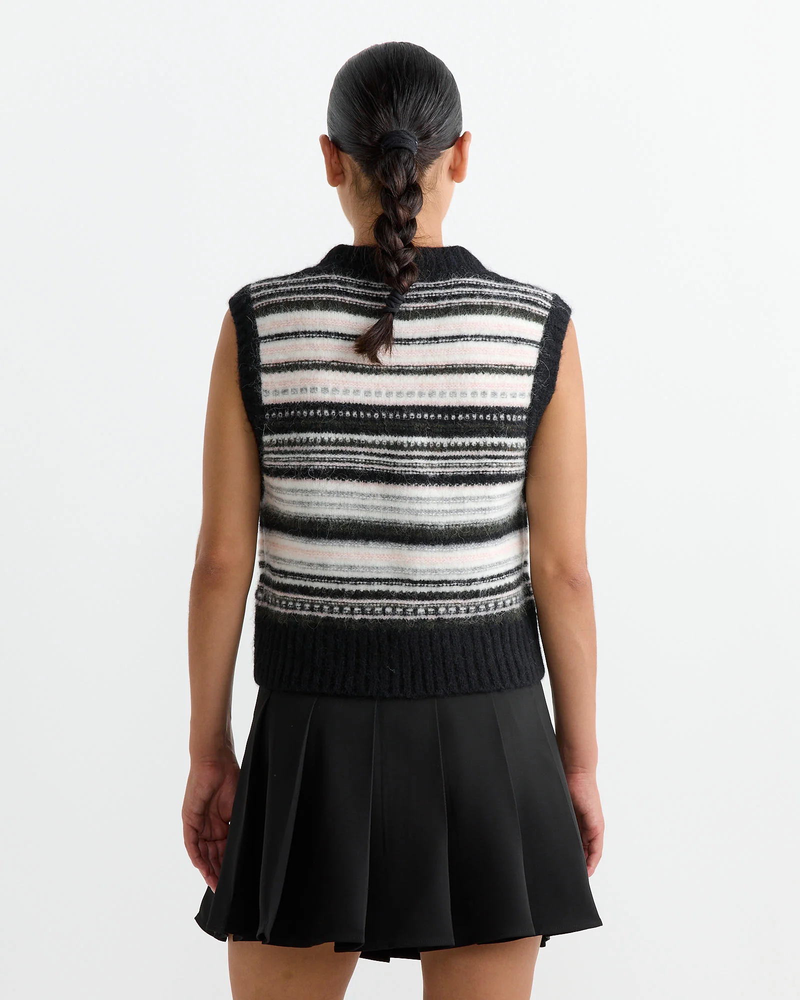 Wool Stripe Vest in Black - Image 5