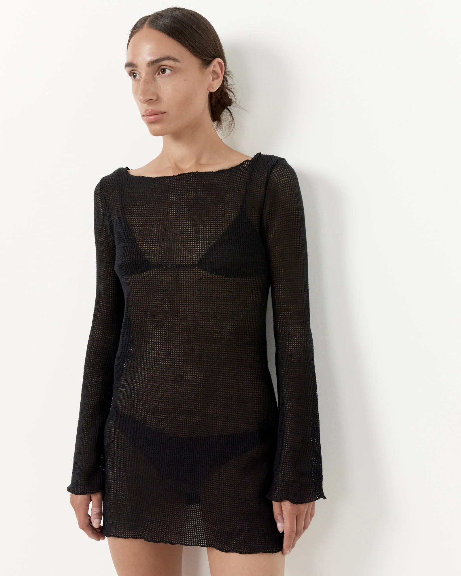 Elektra Grid Mesh Dress in Black - Image 2