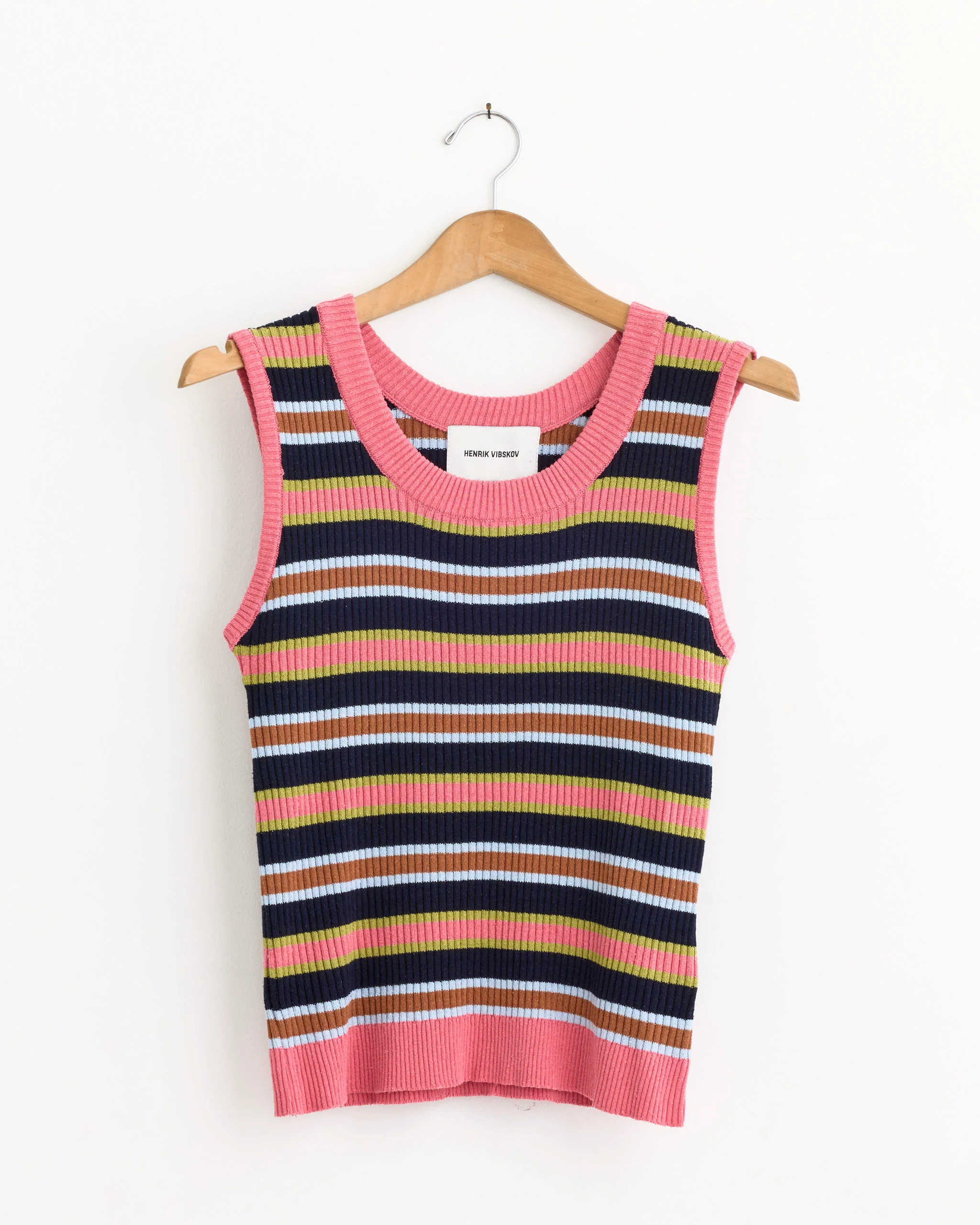 Silk Stripes Singlet in Navy Stripes