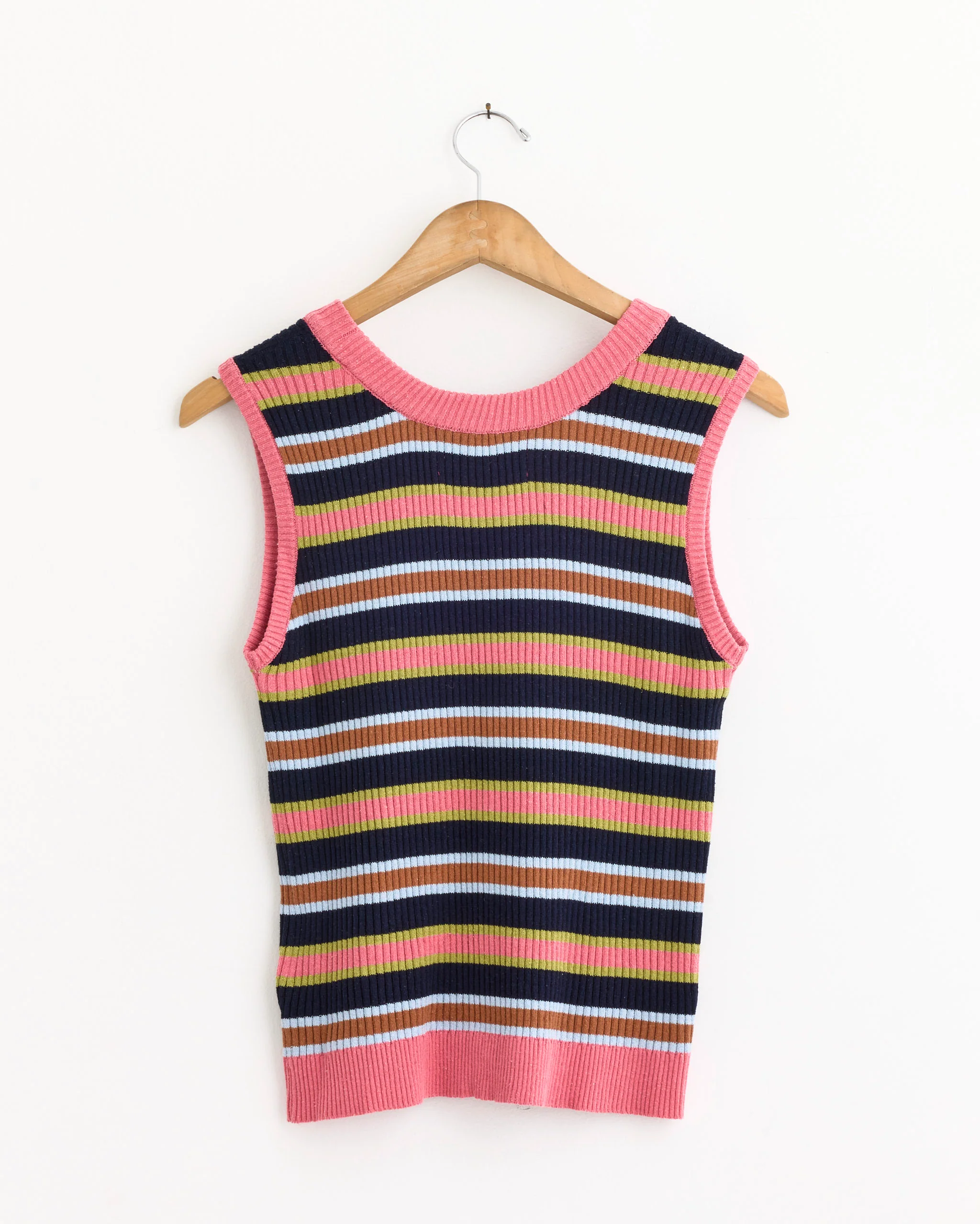 Silk Stripes Singlet in Navy Stripes - Image 3