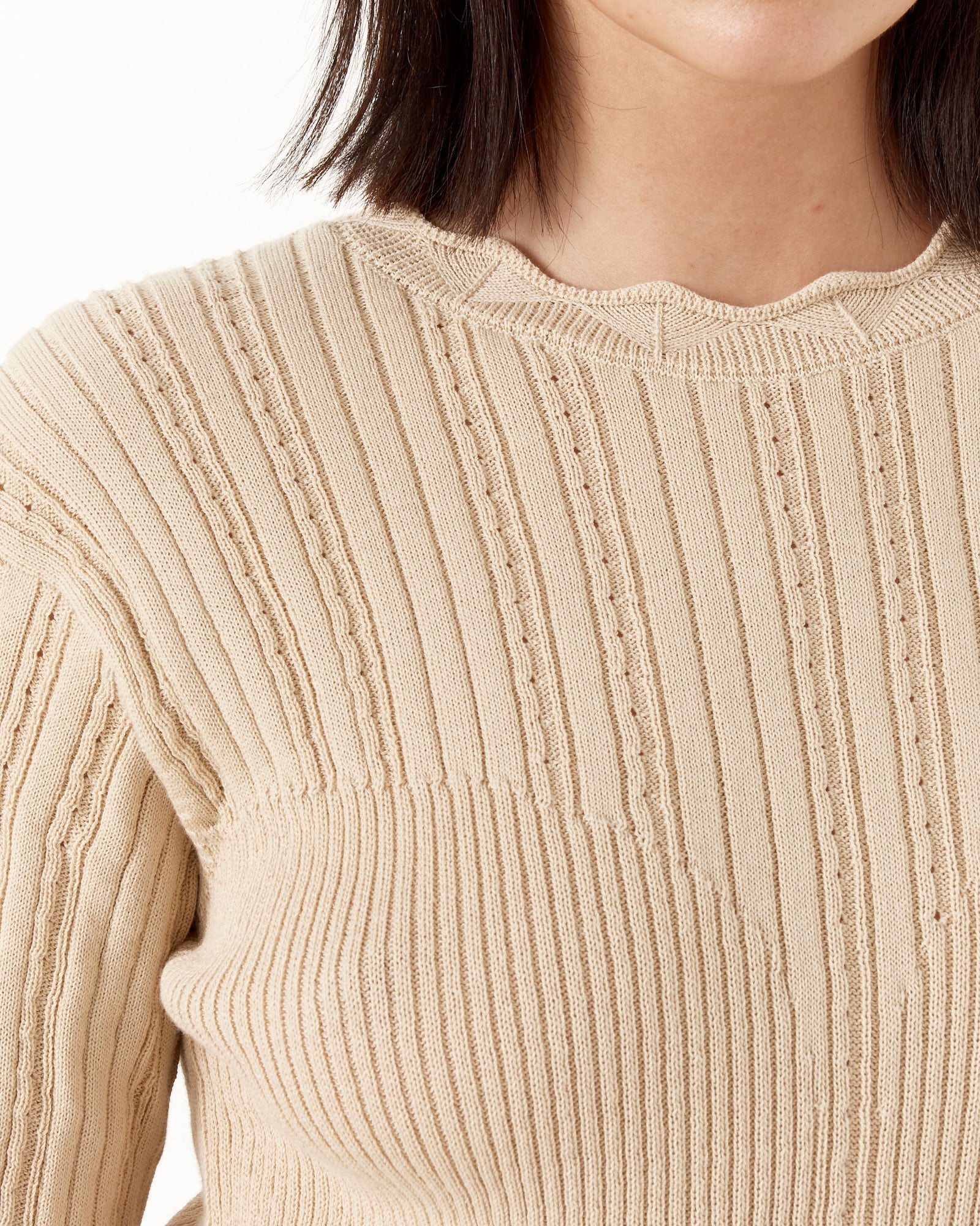 Transparent Block Knit Blouse - Image 2