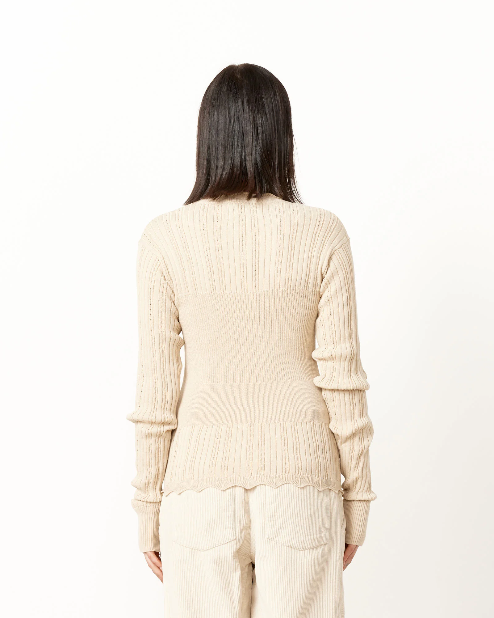Transparent Block Knit Blouse - Image 3
