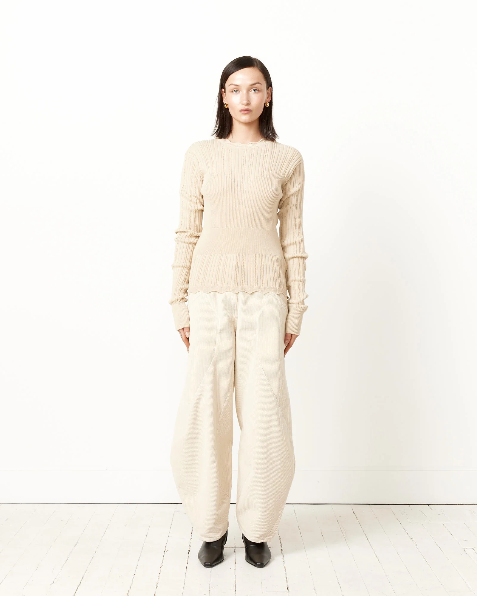 Transparent Block Knit Blouse - Image 4