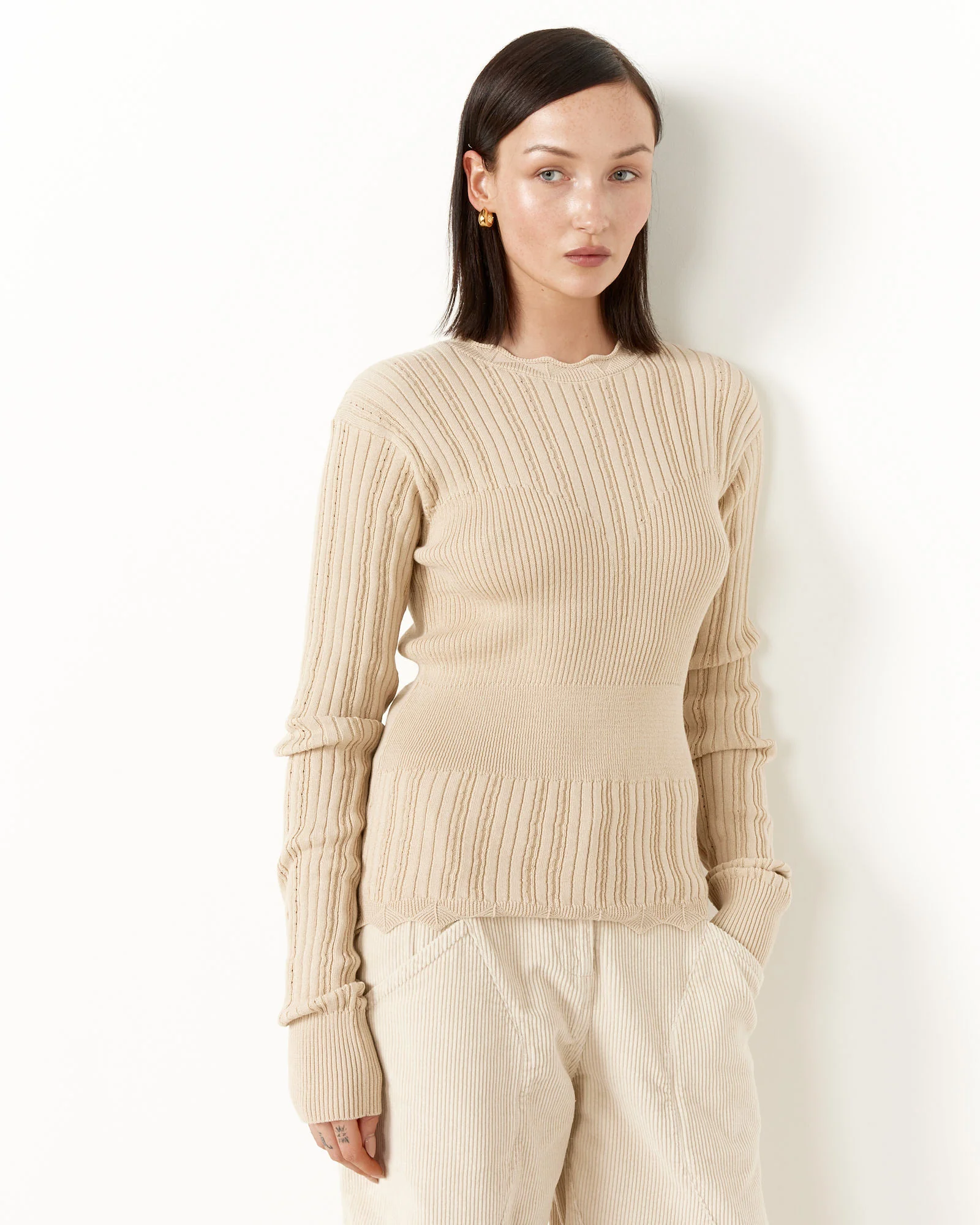 Transparent Block Knit Blouse - Image 6