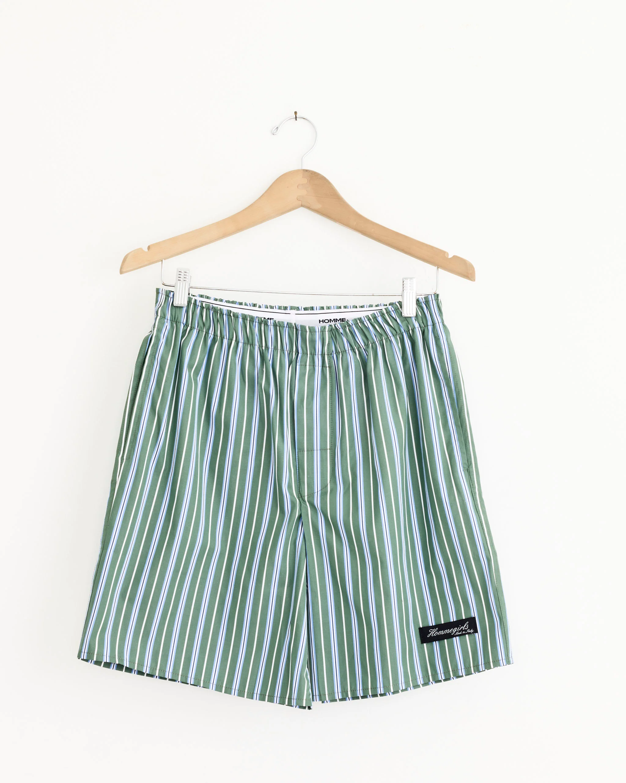 Long Boxer Short in Green Porto Stripe